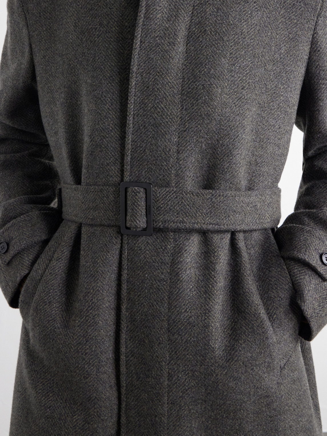 Oasi Belted Herringbone Cashmere Trench Coat