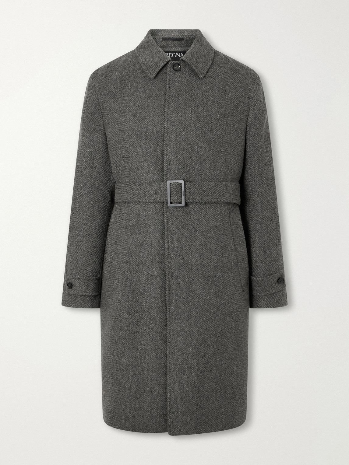 Oasi Belted Herringbone Cashmere Trench Coat