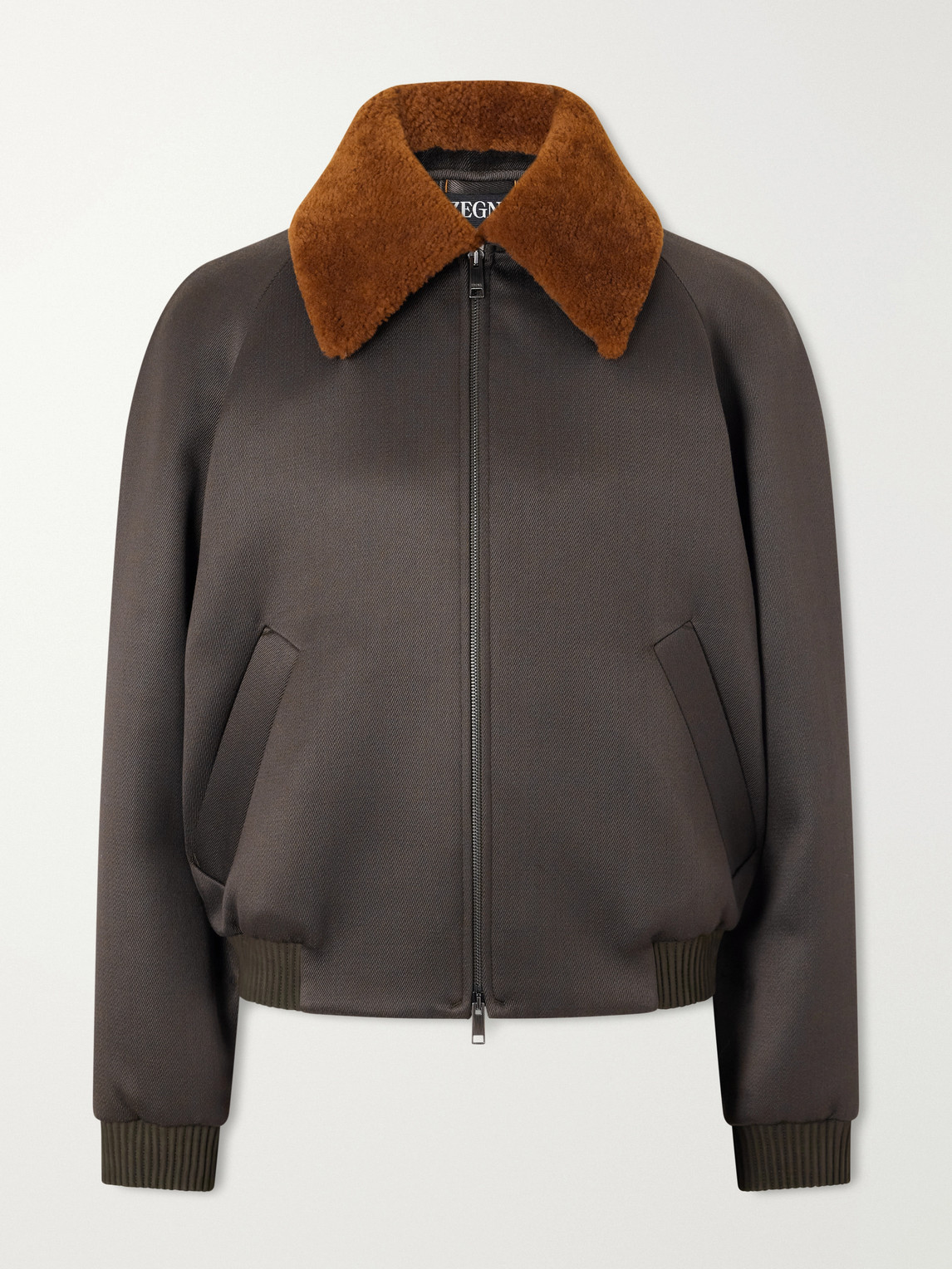 Shearling-Trimmed Wool And Silk-Blend Twill Blouson Jacket