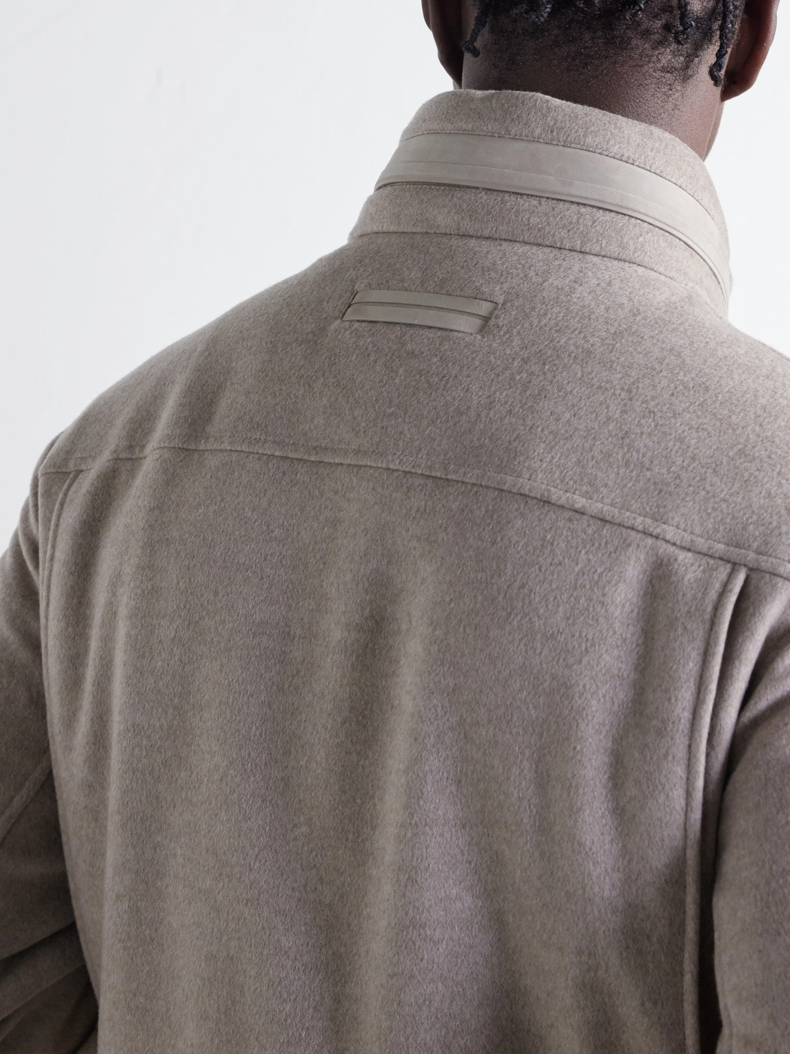 Hooded Padded Felted Leather-Trimmed Cashmere Coat