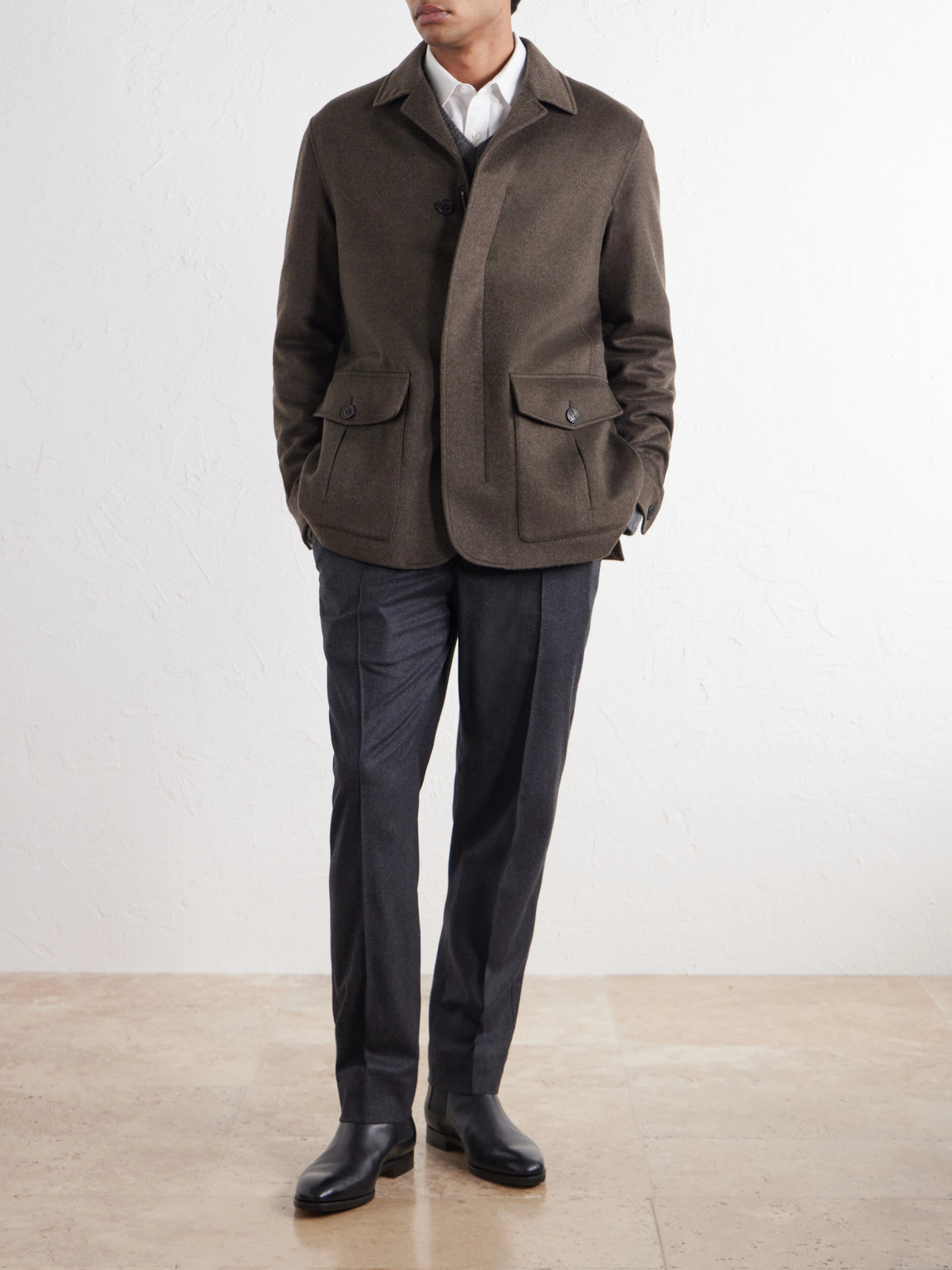 Oasi Herringbone Cashmere Coat