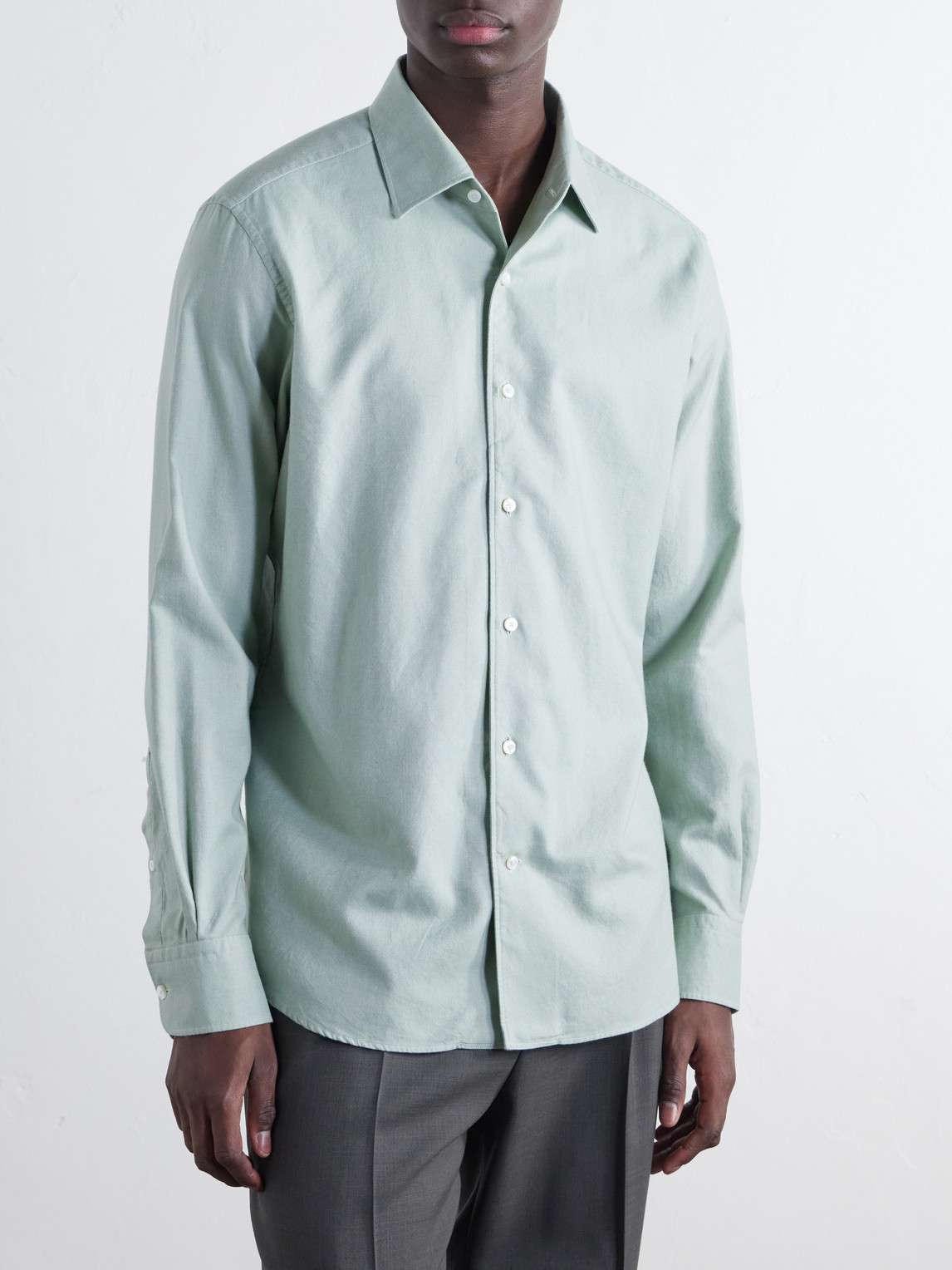 Cotton And Cashmere-Blend Oxford Shirt