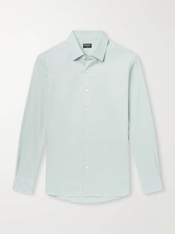 Ermenegildozegna Cotton and Cashmere-Blend Oxford Shirt