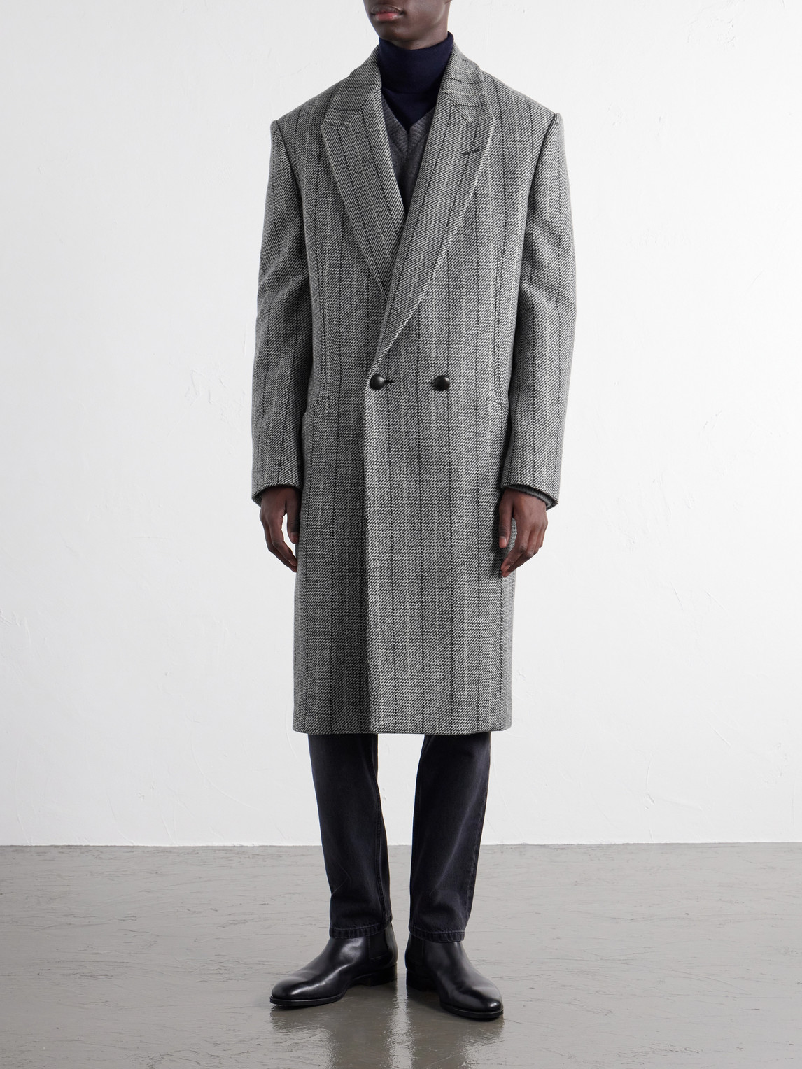 Trofeo Selection Double-Breasted Pinstriped Coat