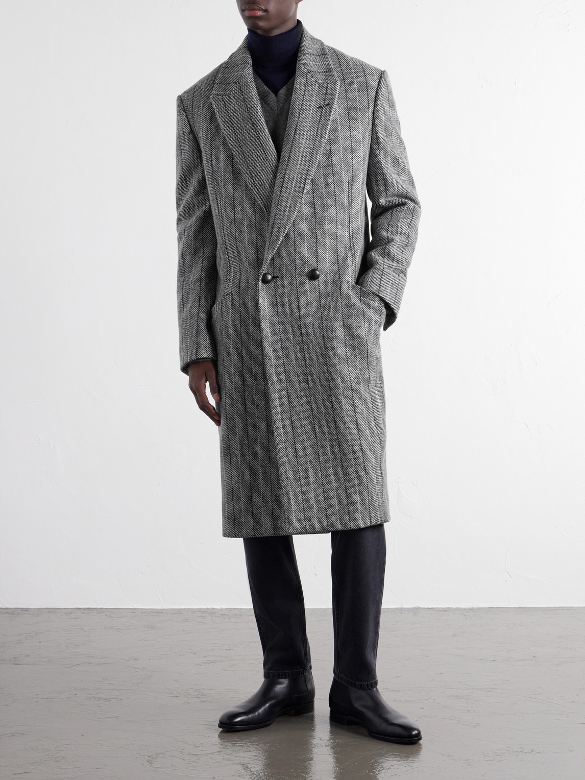 Trofeo Selection Double-Breasted Pinstriped Coat