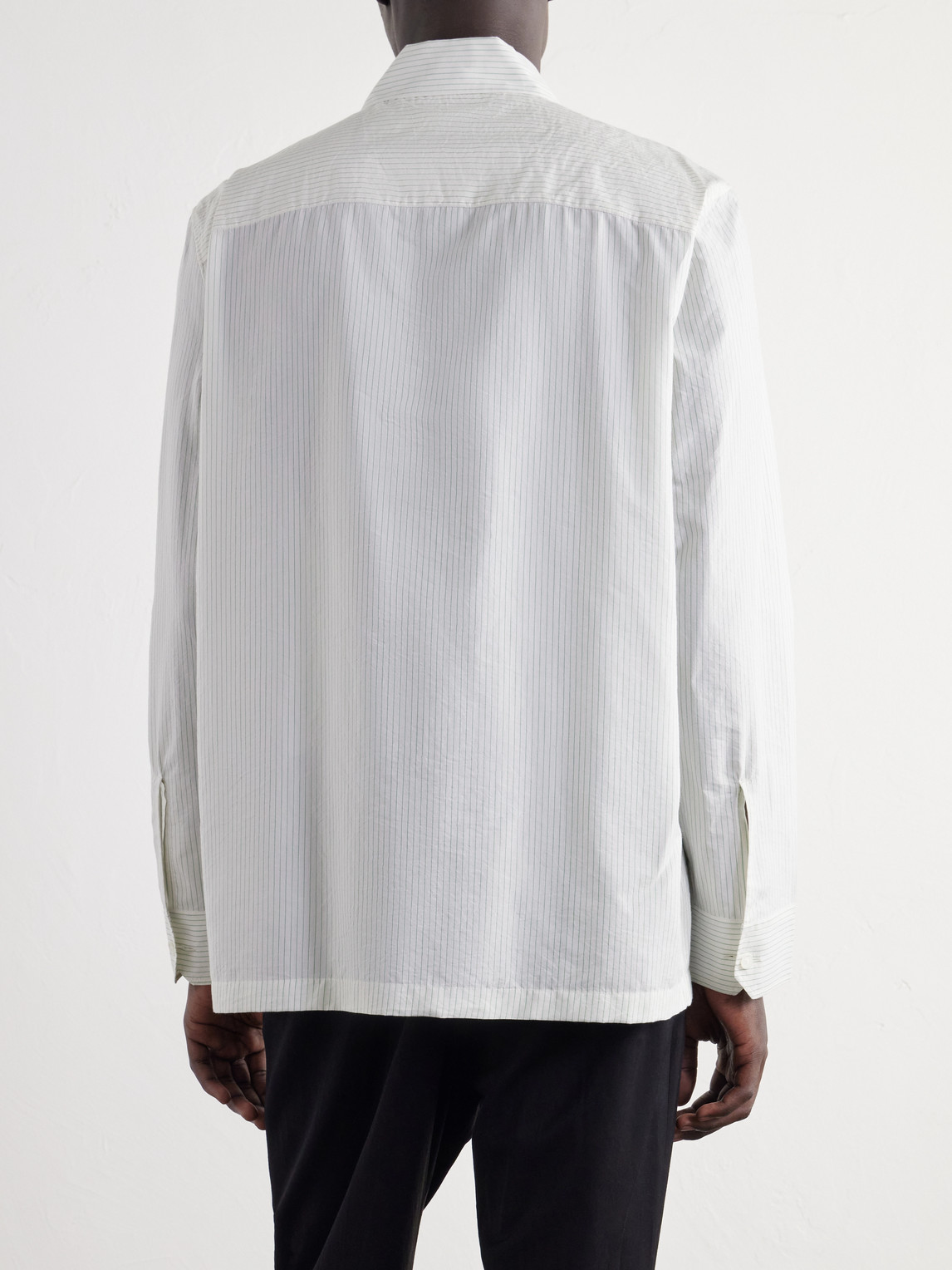 Classic-Collar Logo-Embroidered Striped Cotton-Poplin Shirt