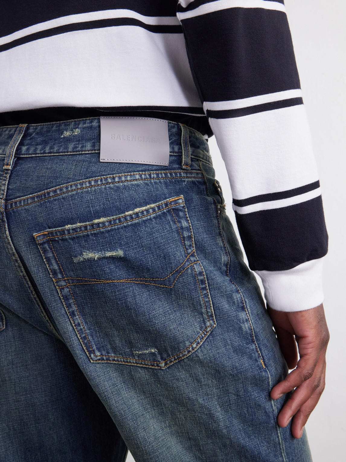 Straight-Leg Distressed Jeans