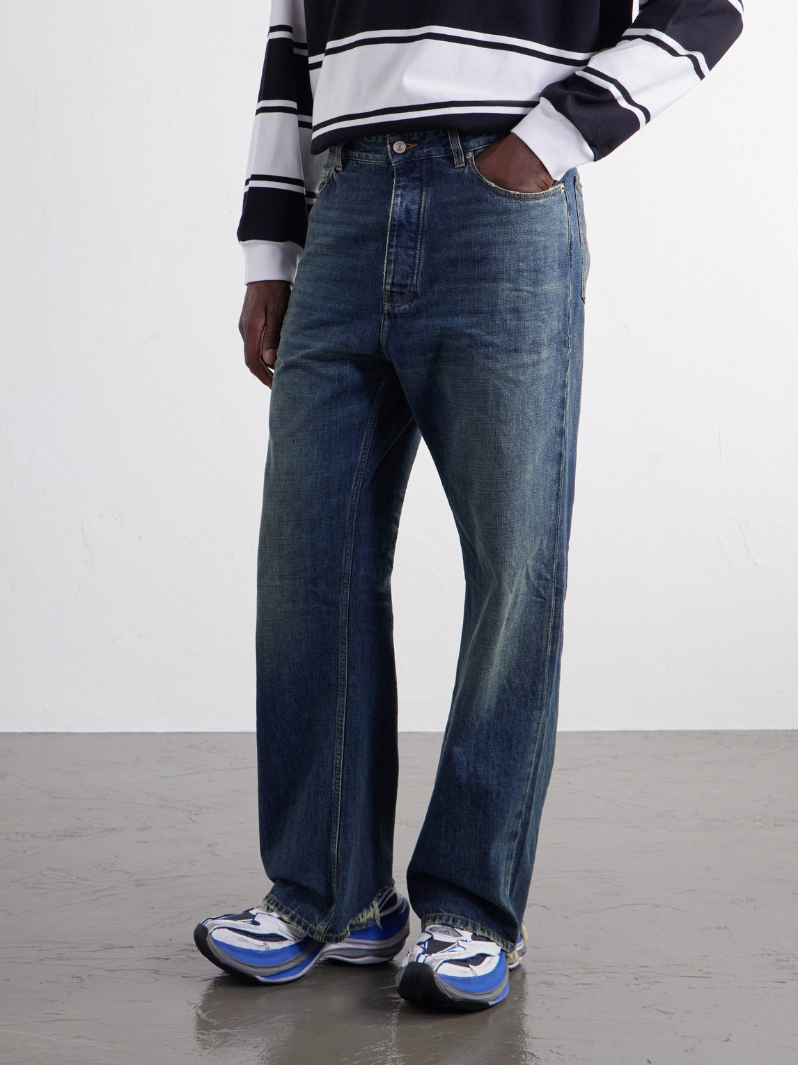 Straight-Leg Distressed Jeans