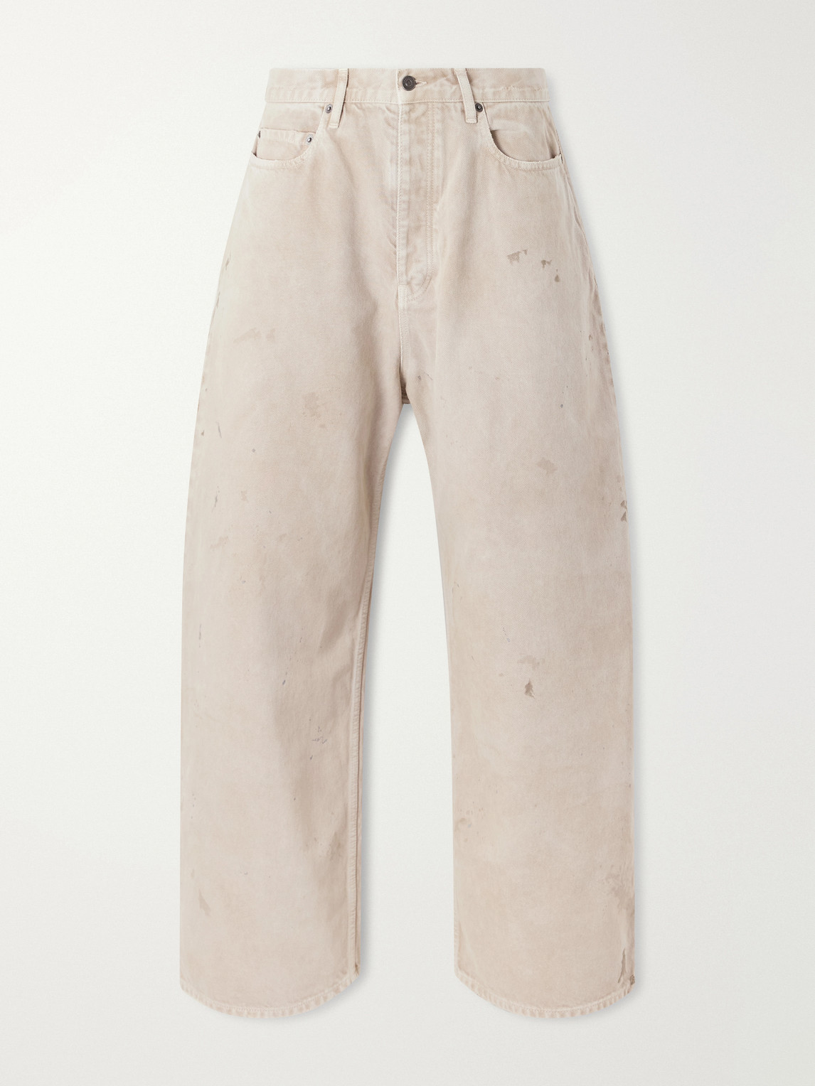 Wide-Leg Distressed Paint-Splattered Jeans