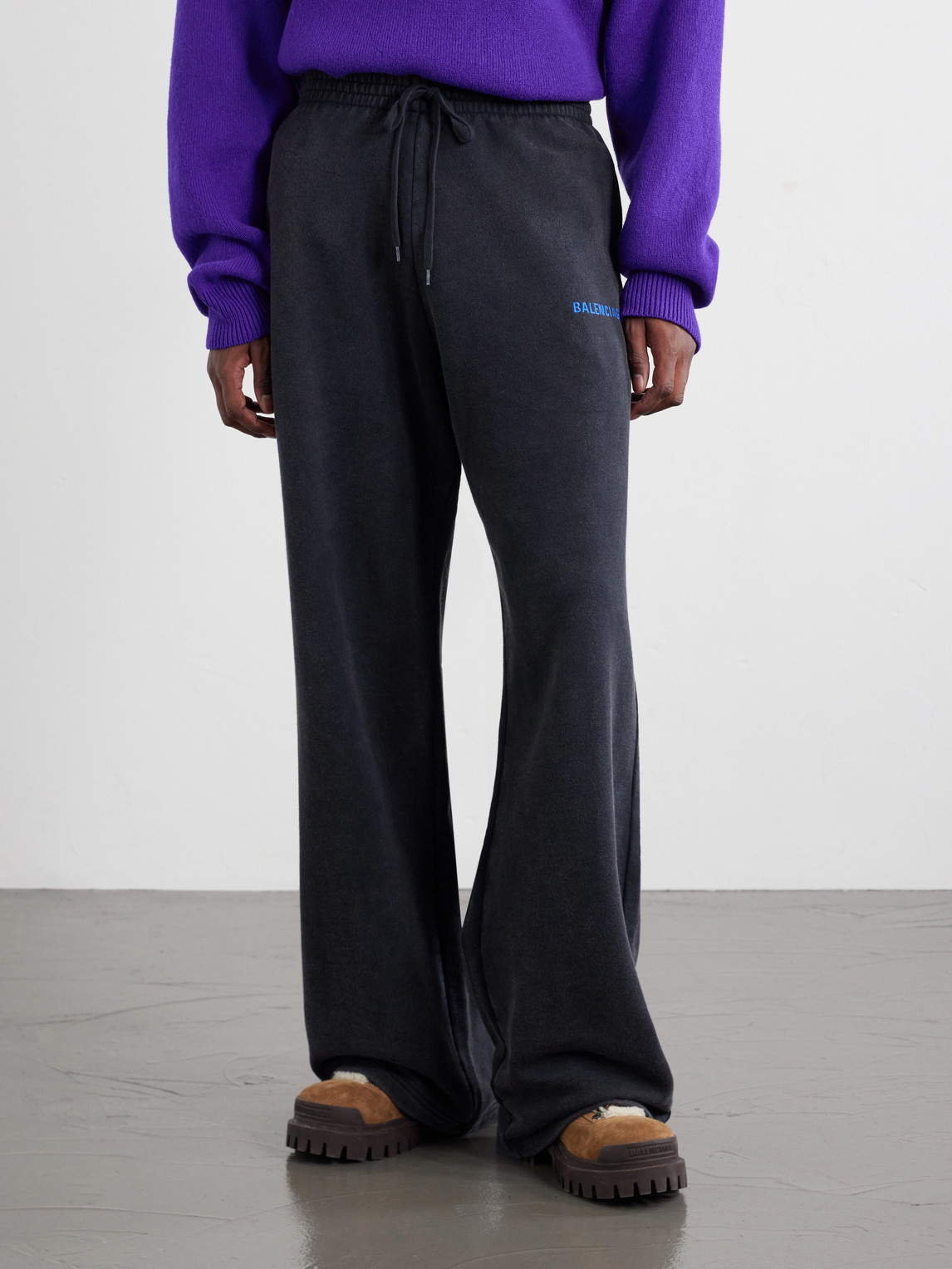 Wide-Leg Cotton-Jersey Sweatpants