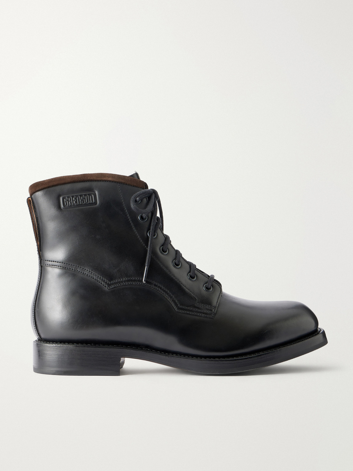 Grenson Barlow Suede-trimmed Leather Lace-up Boots In Multi