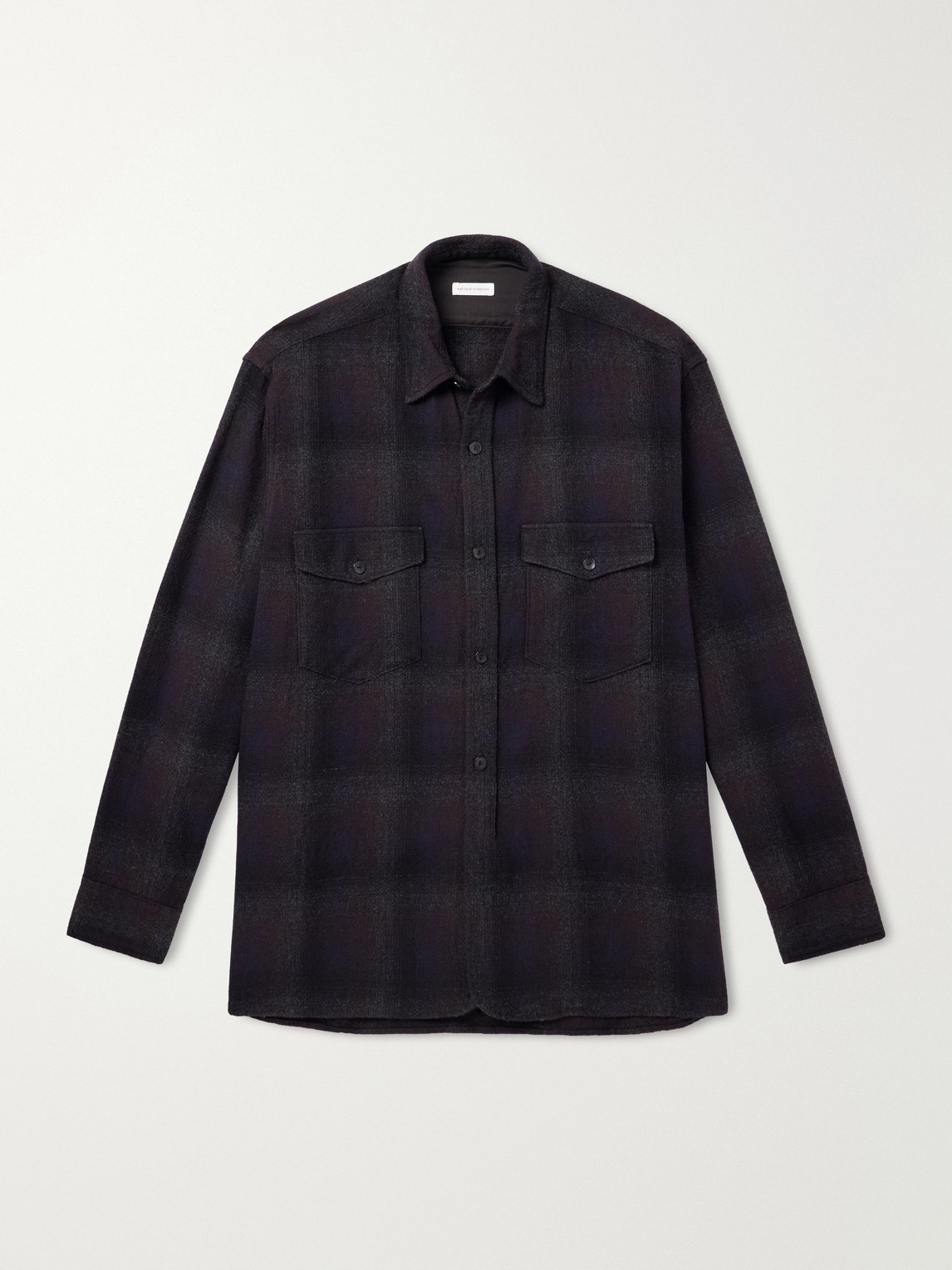 Kaptain Sunshine Checked Wool And Alpaca-blend Shirt In Brown