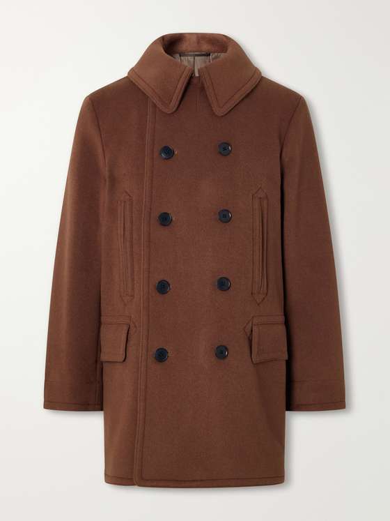 Kaptainsunshine Double-Breasted Brushed Wool-Felt Coat