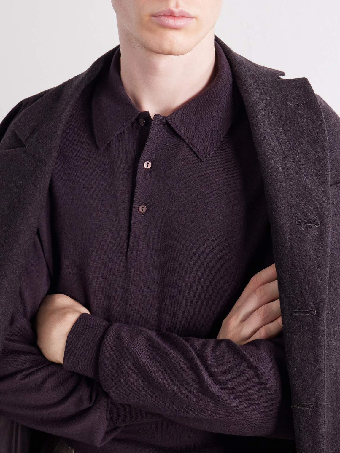 Wool And Cotton-Blend Polo Shirt