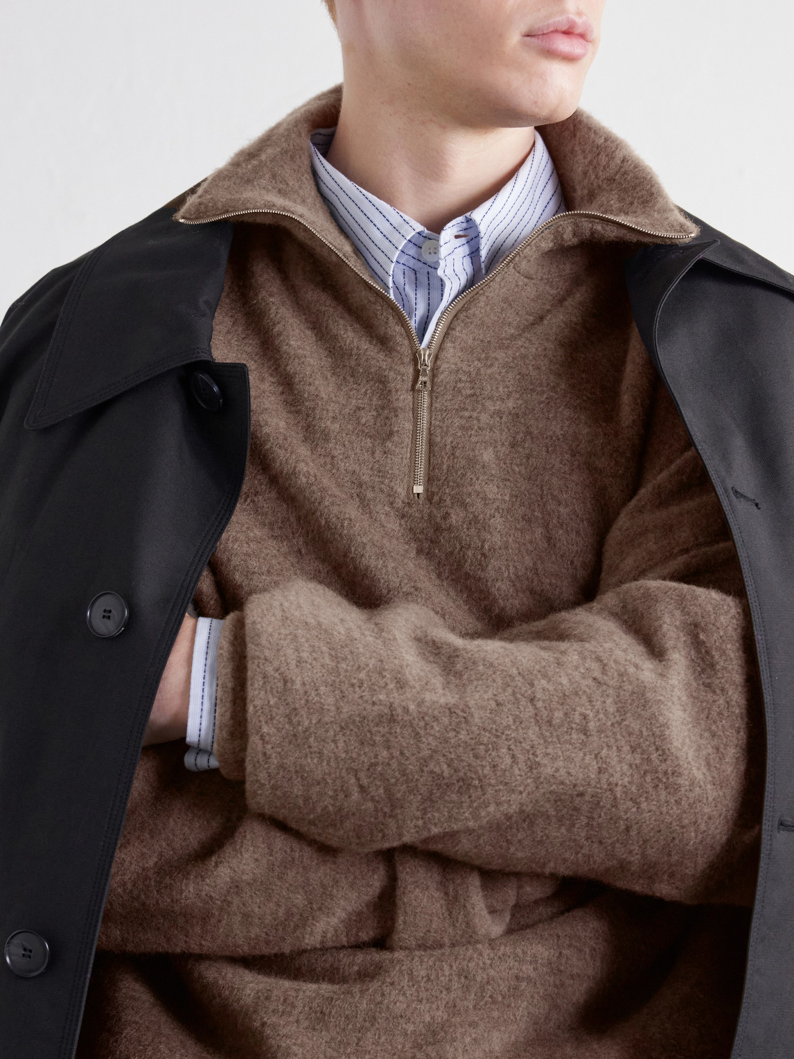 And Silk-Blend Fleece Zip-Up Sweater