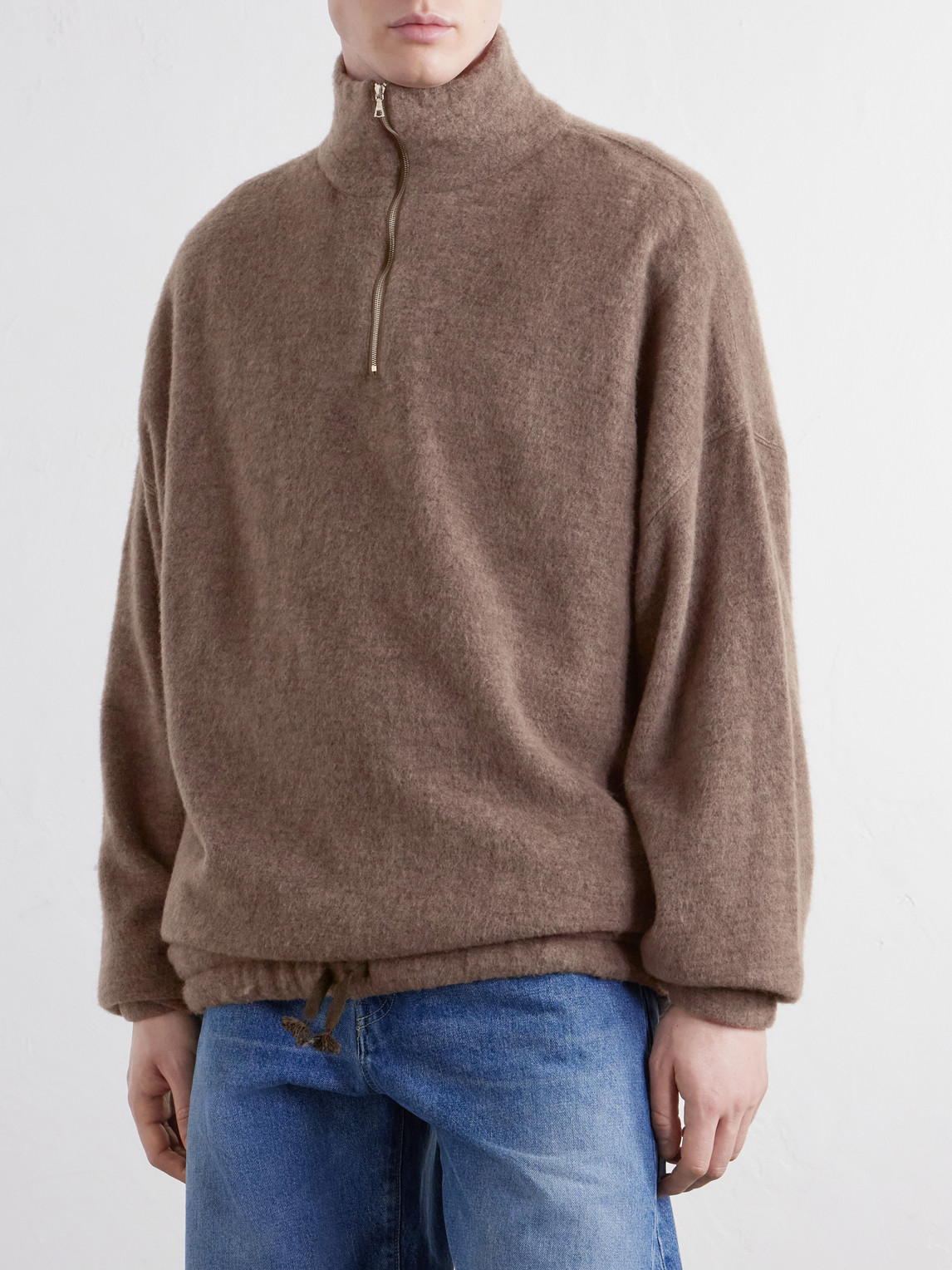 And Silk-Blend Fleece Zip-Up Sweater