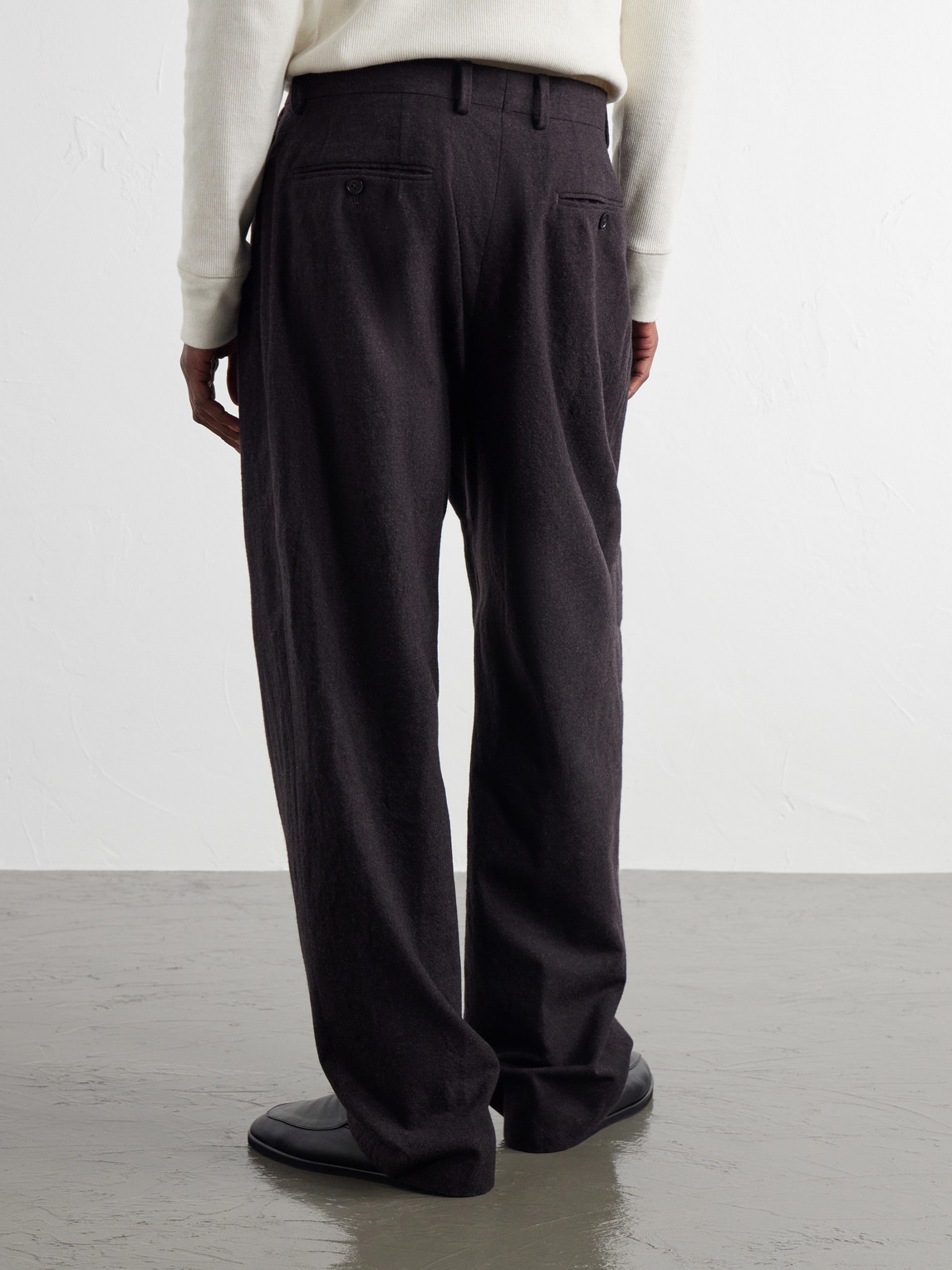 Straight-Leg Pleated Wool Trousers