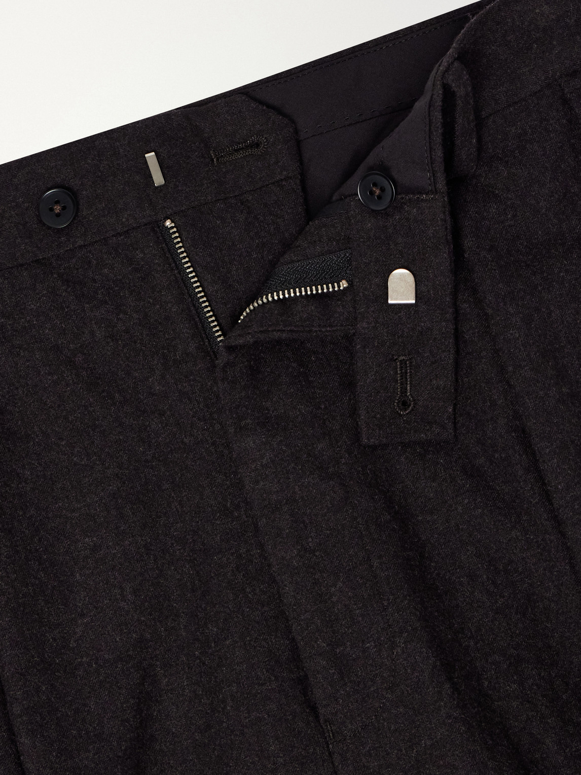 Straight-Leg Pleated Wool Trousers