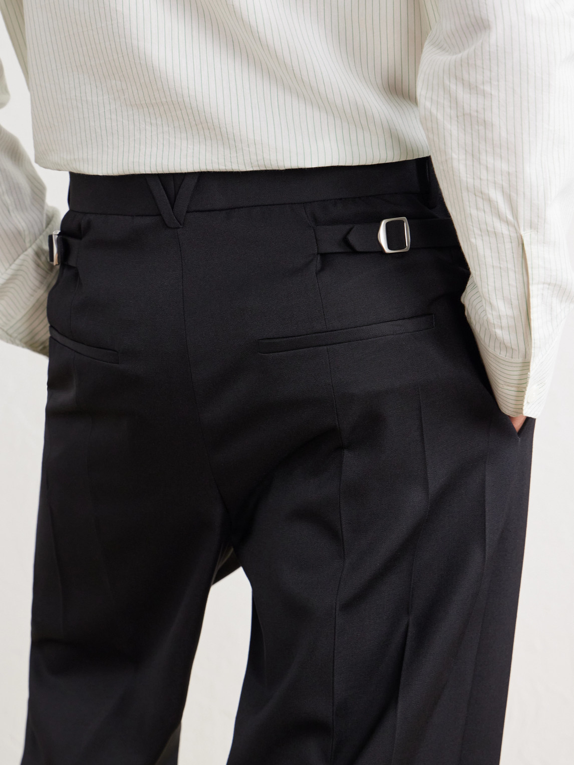 Straight-Leg Grain De Poudre Wool Trousers