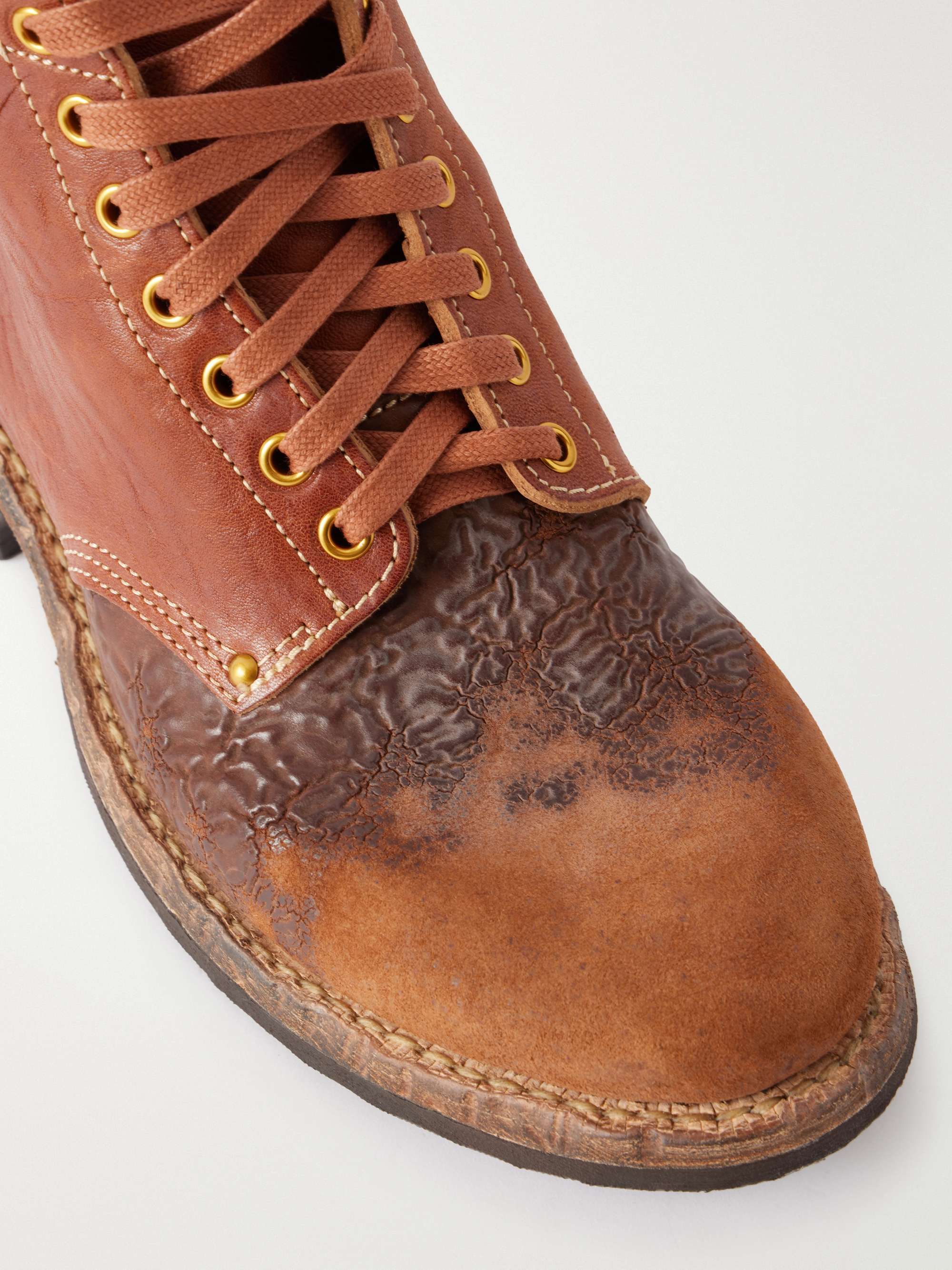 VISVIM Brigadier Distressed Lace-Up Leather Boots for Men | MR PORTER