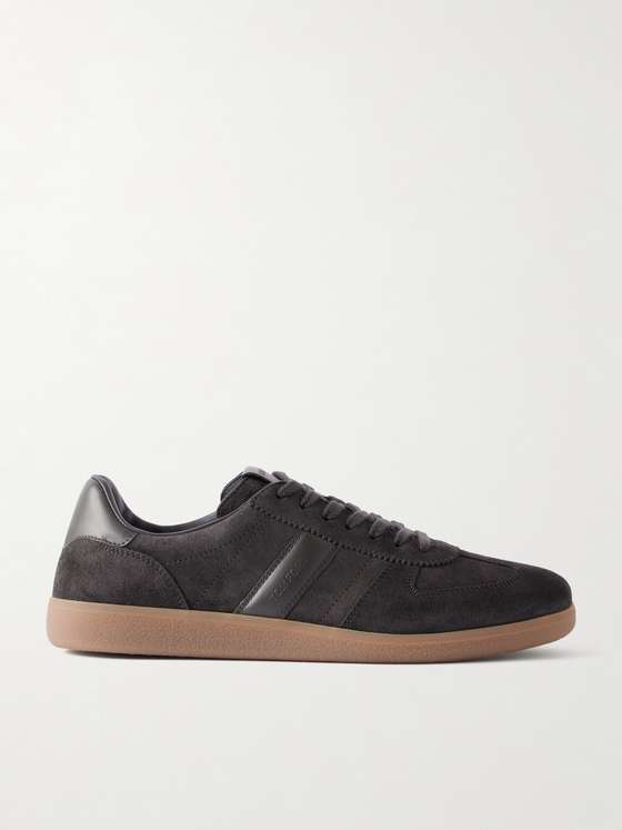Tomford Archer Leather-Trimmed Suede Sneakers
