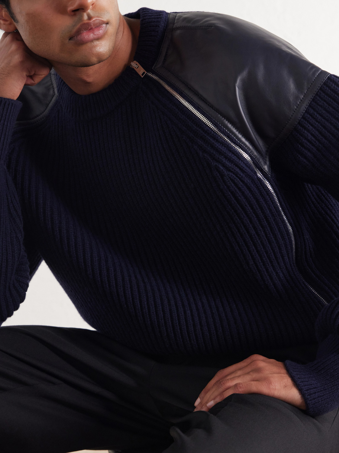 And Cashmere-Blend Zip-Up Sweater
