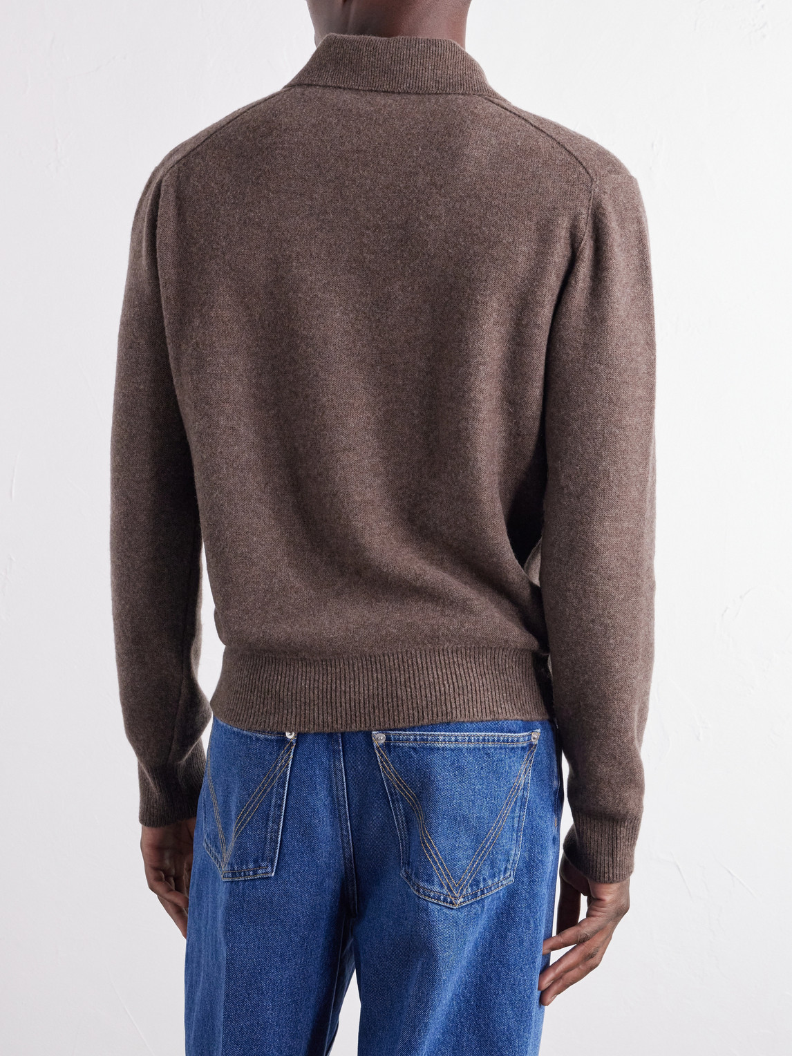 Brushed Wool And Cashmere-Blend Polo Sweater