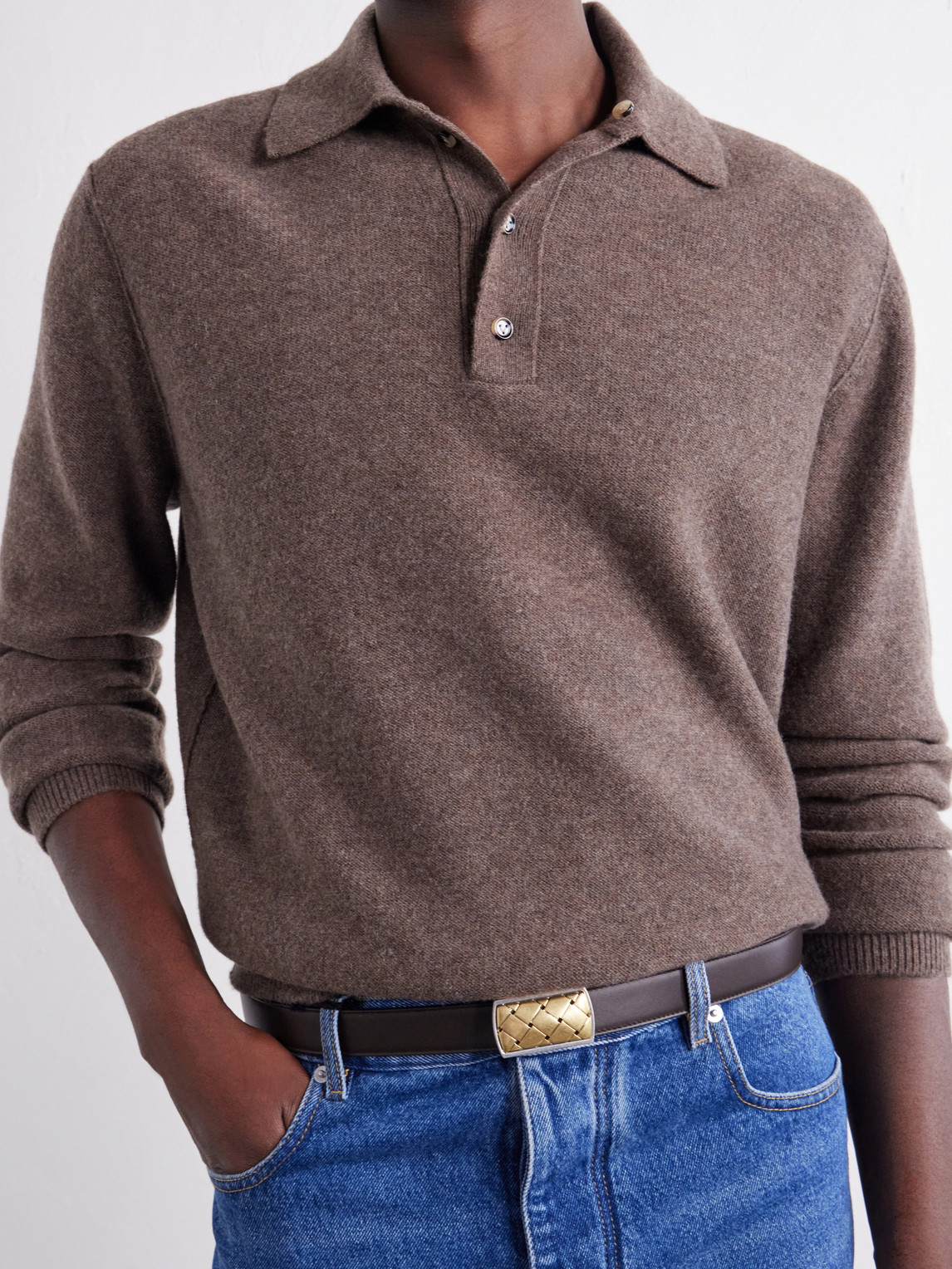 Brushed Wool And Cashmere-Blend Polo Sweater