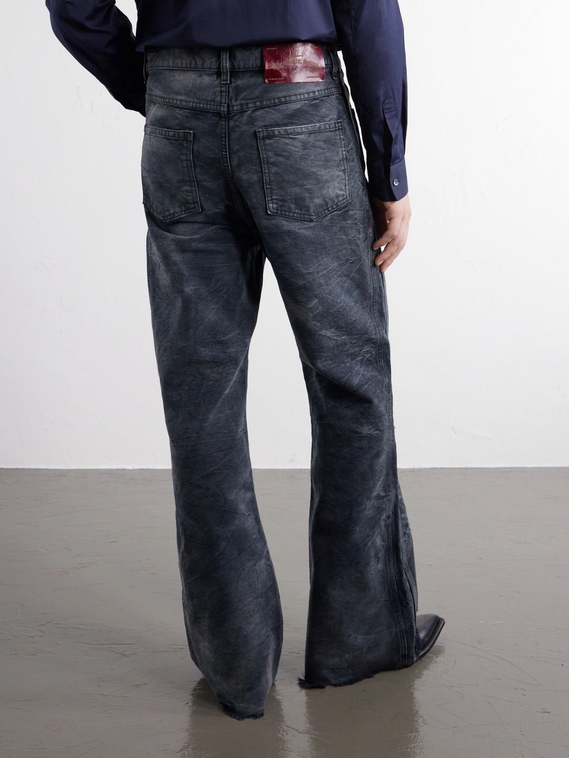 Chopper Carpenter Distressed Washed Mid-Rise Flared Jeans