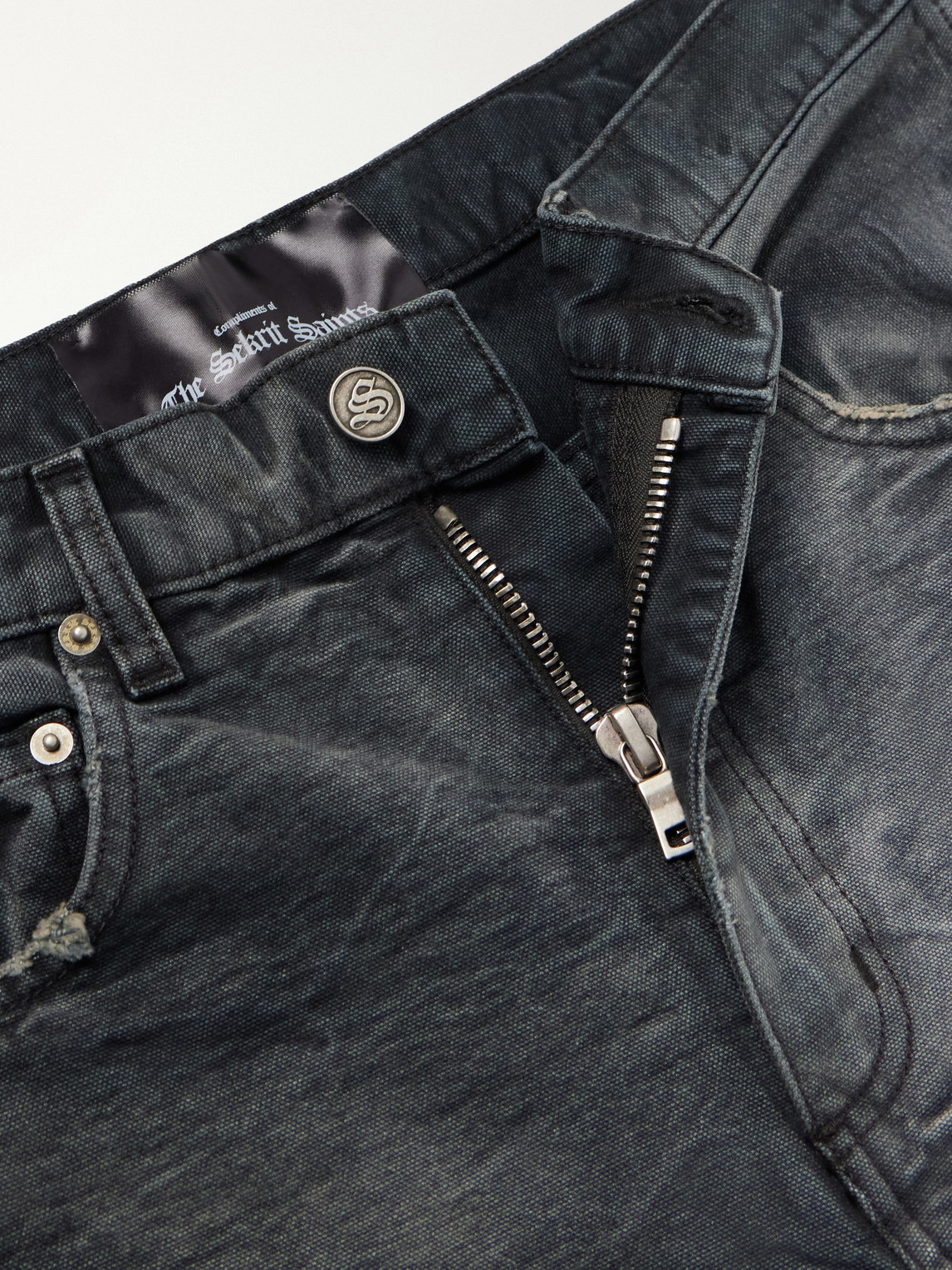 Chopper Carpenter Distressed Washed Mid-Rise Flared Jeans