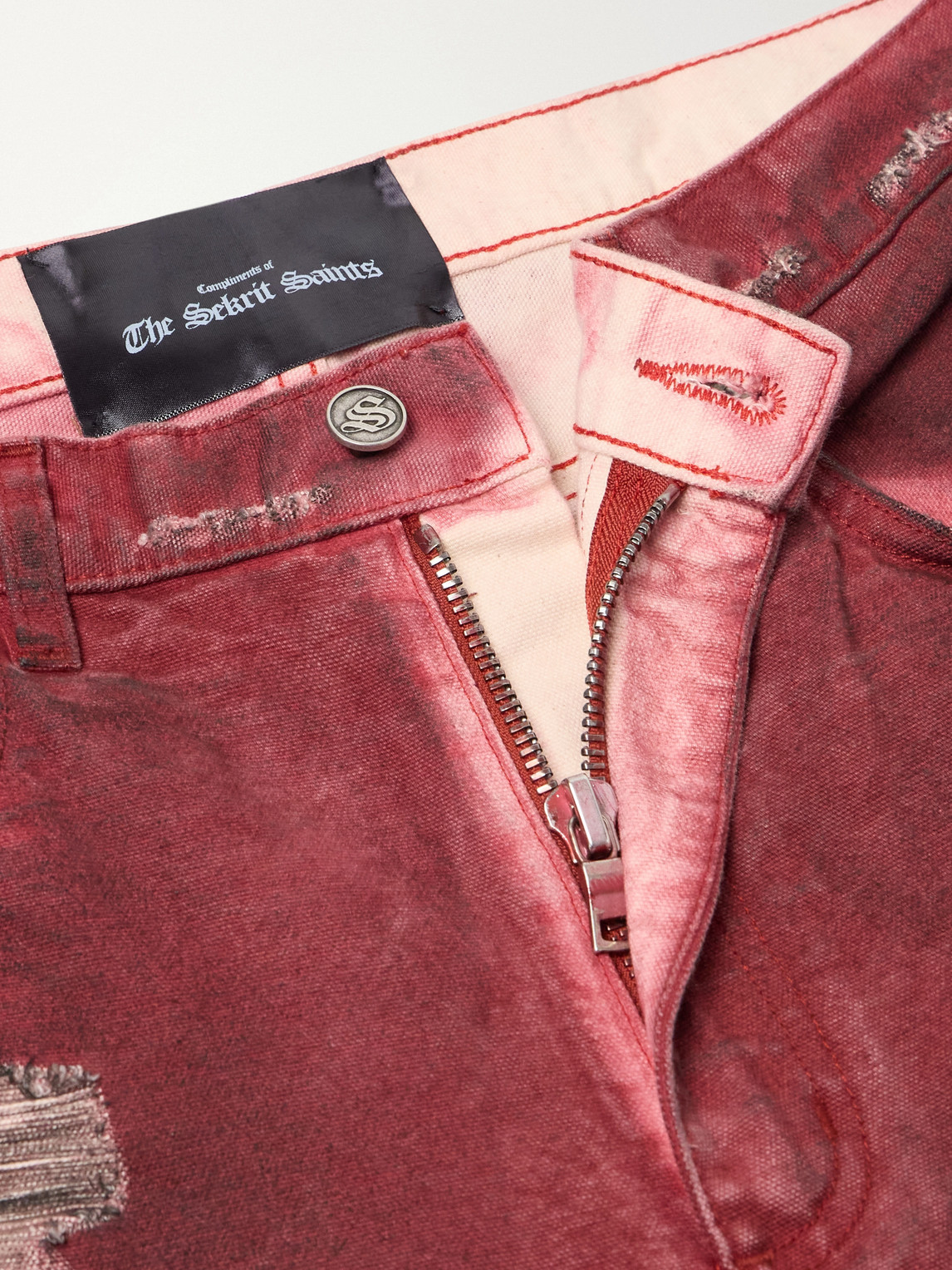 Studded Chopper Flared Distressed Panelled Jeans