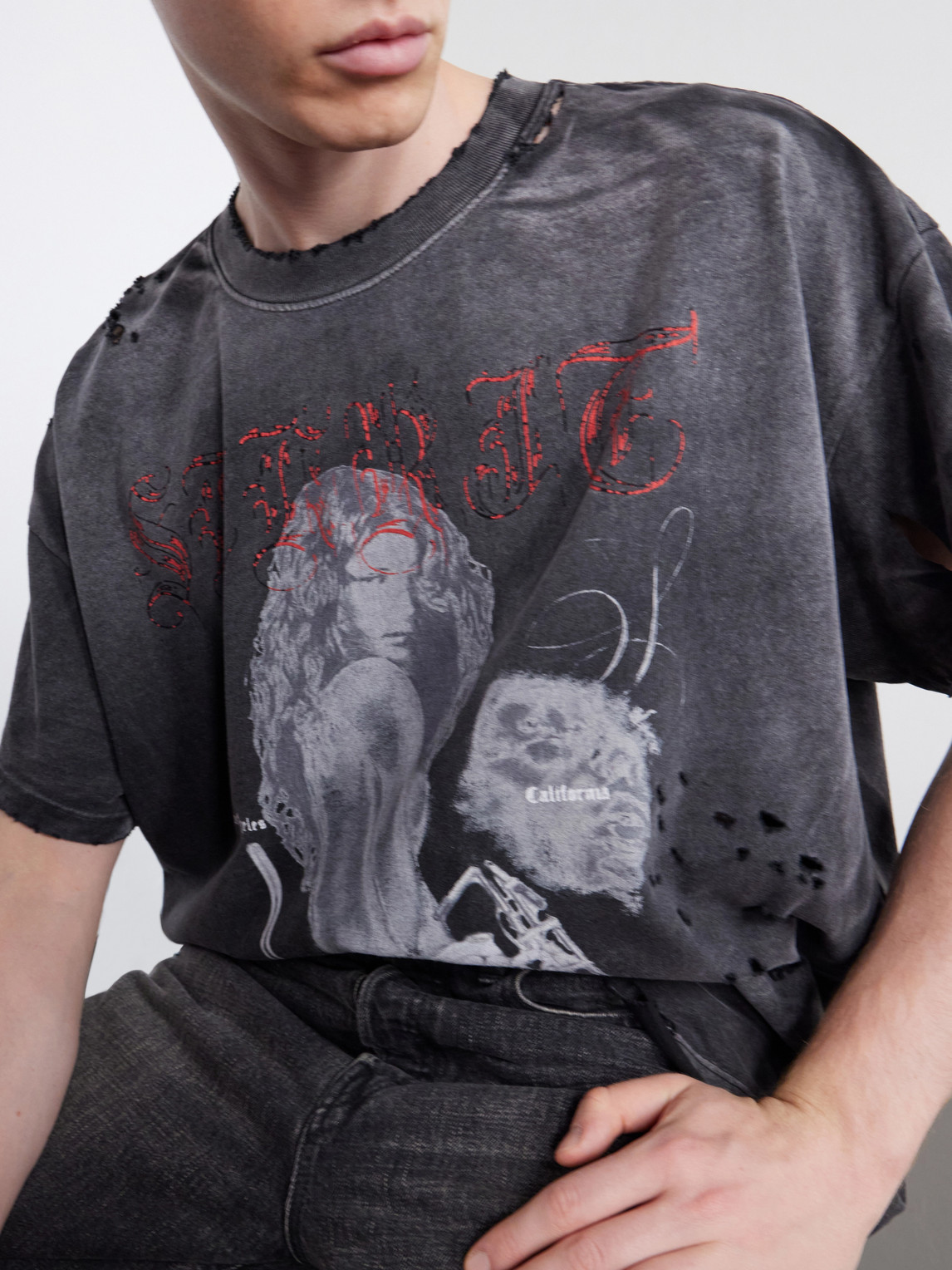 Chopper Girl Distressed Printed Cotton-Jersey T-Shirt