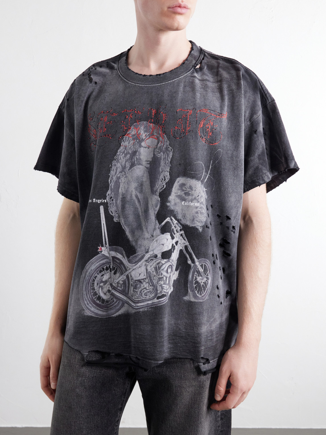 Chopper Girl Distressed Printed Cotton-Jersey T-Shirt