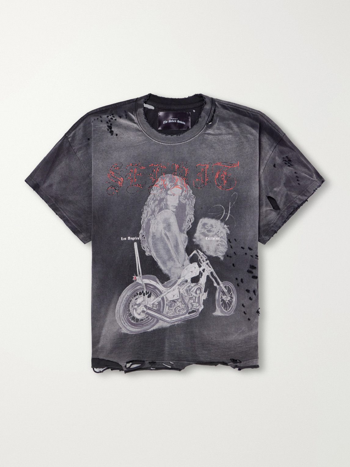 Chopper Girl Distressed Printed Cotton-Jersey T-Shirt