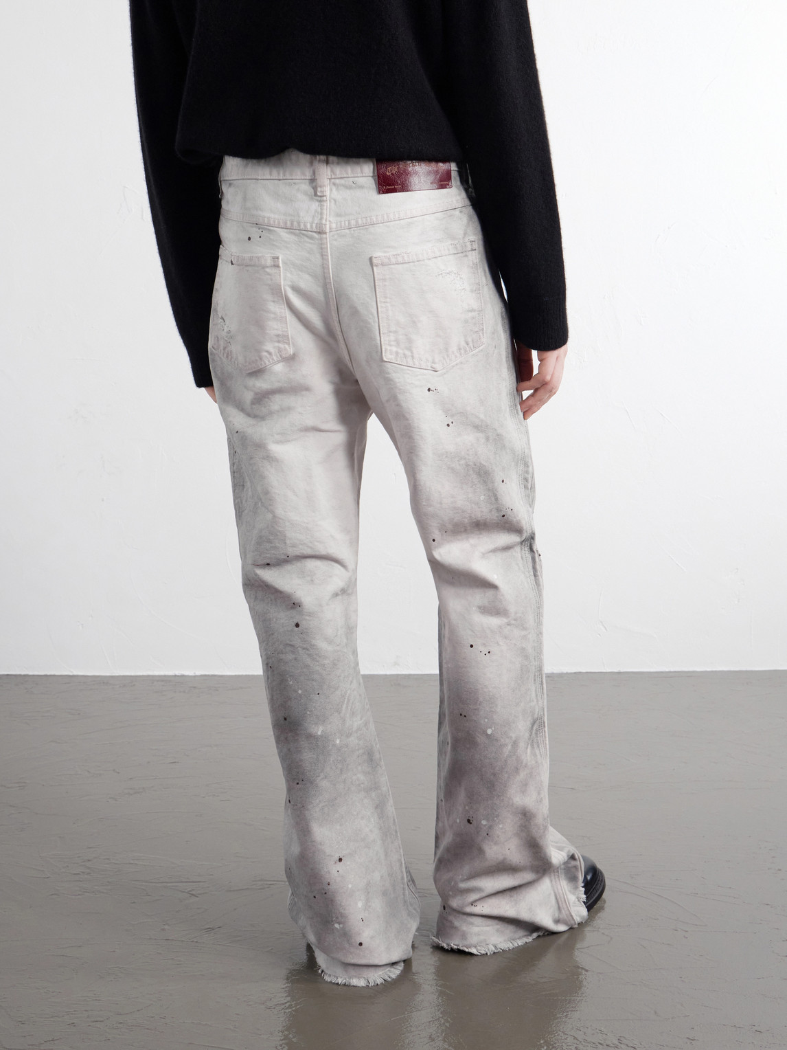 Chopper Carpenter Flared Paint-Splattered Distressed Jeans