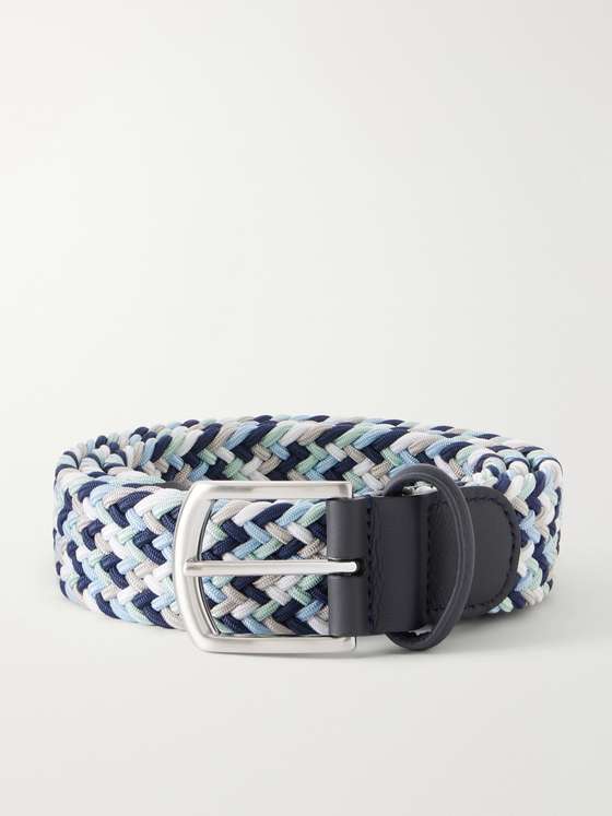 Andersons 4cm Leather-Trimmed Braided Belt