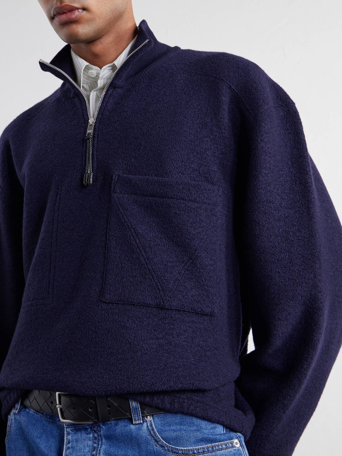 Wool-Blend Bouclé Half-Zip Sweatshirt