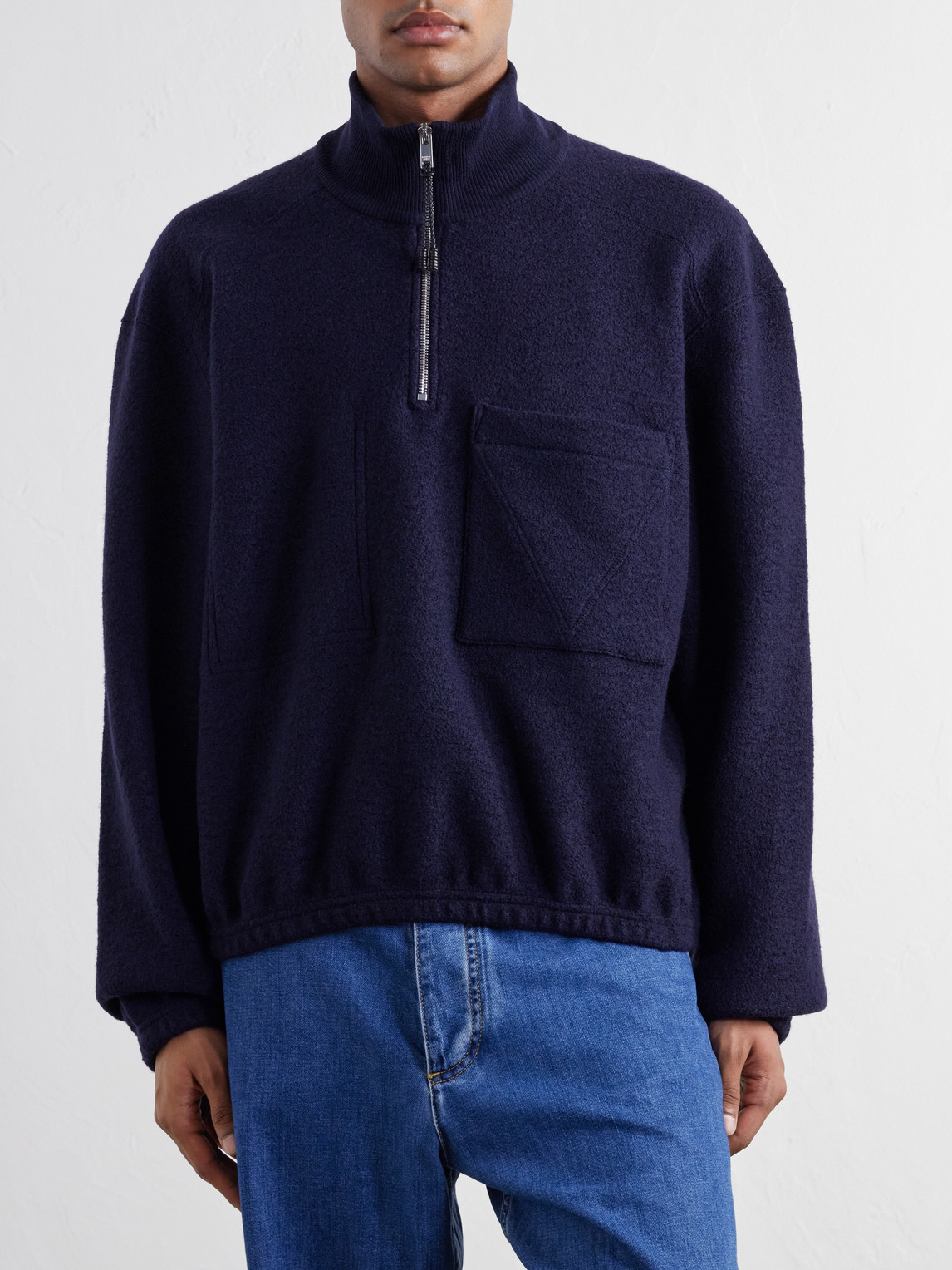 Wool-Blend Bouclé Half-Zip Sweatshirt