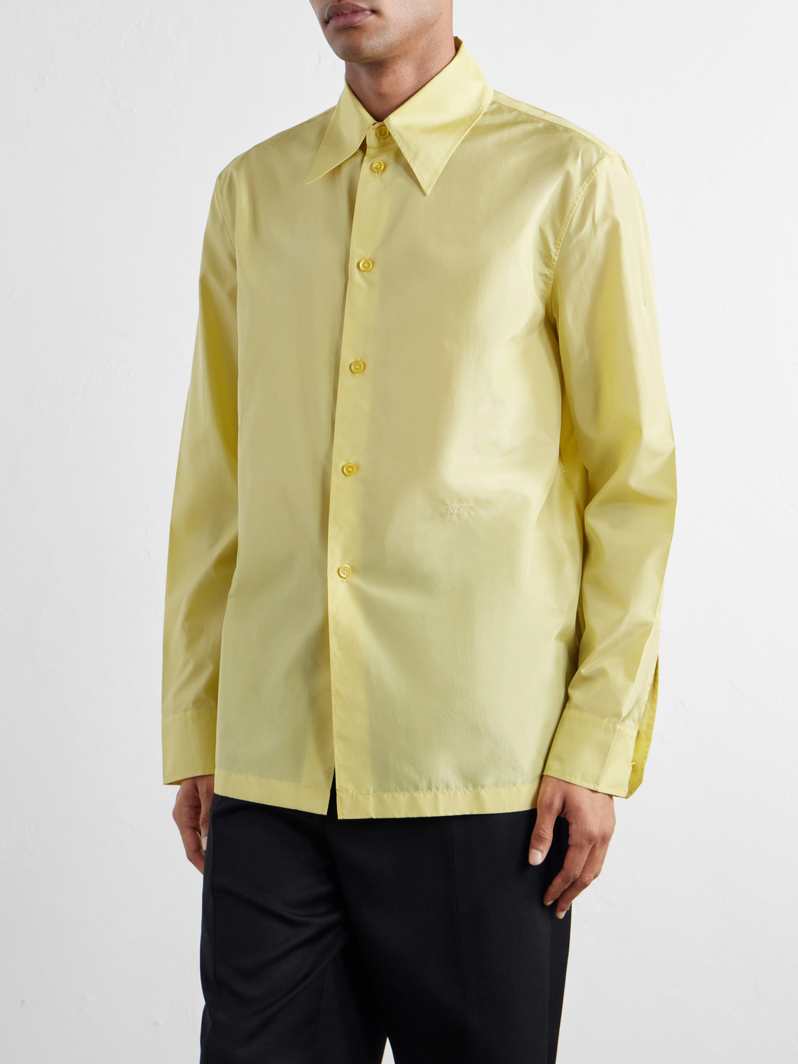 Classic-Collar Silk-Taffeta Shirt
