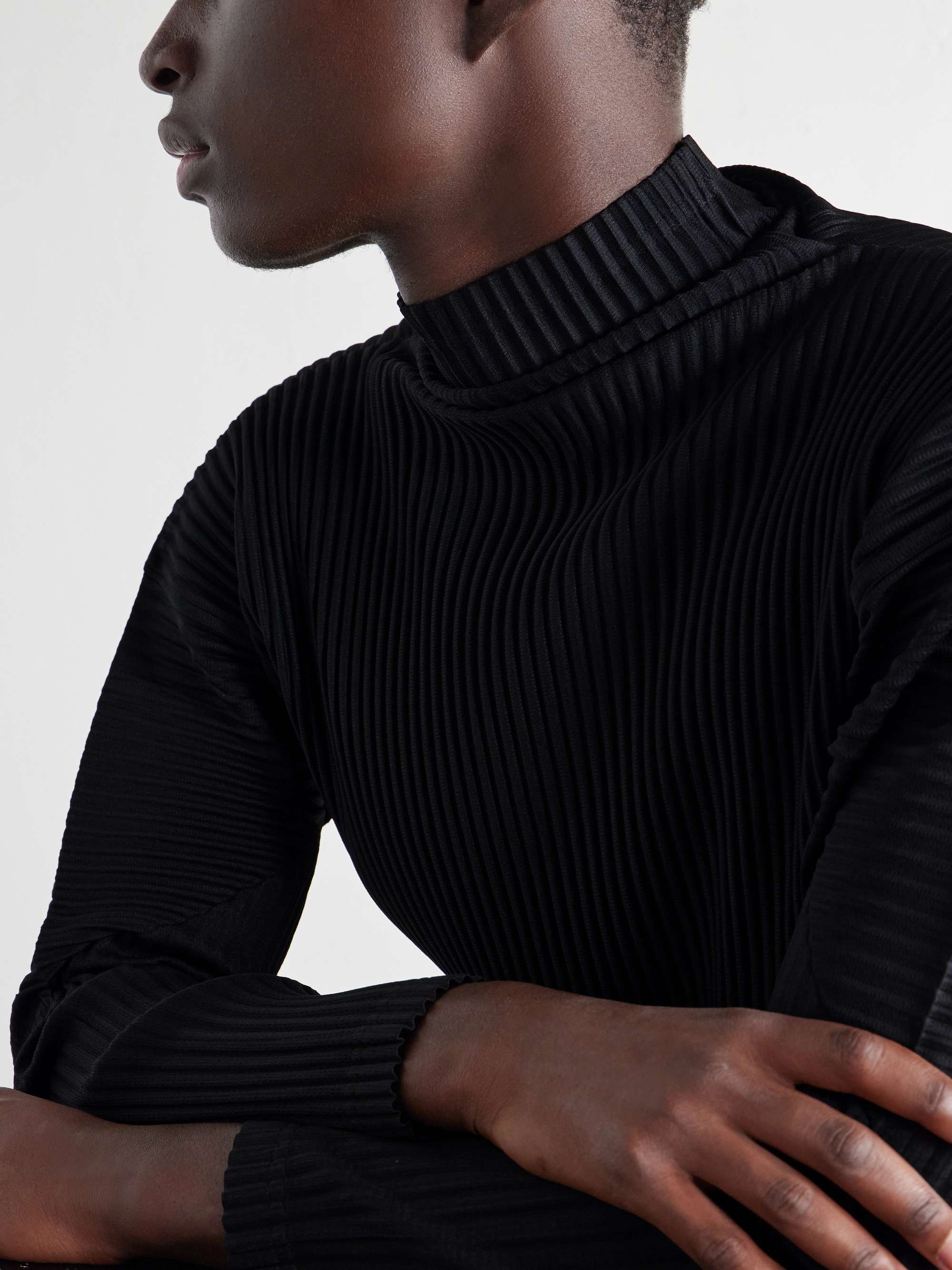 HOMME PLISSE ISSEY MIYAKE Pleated Mock Neck T-Shirt for Men | MR