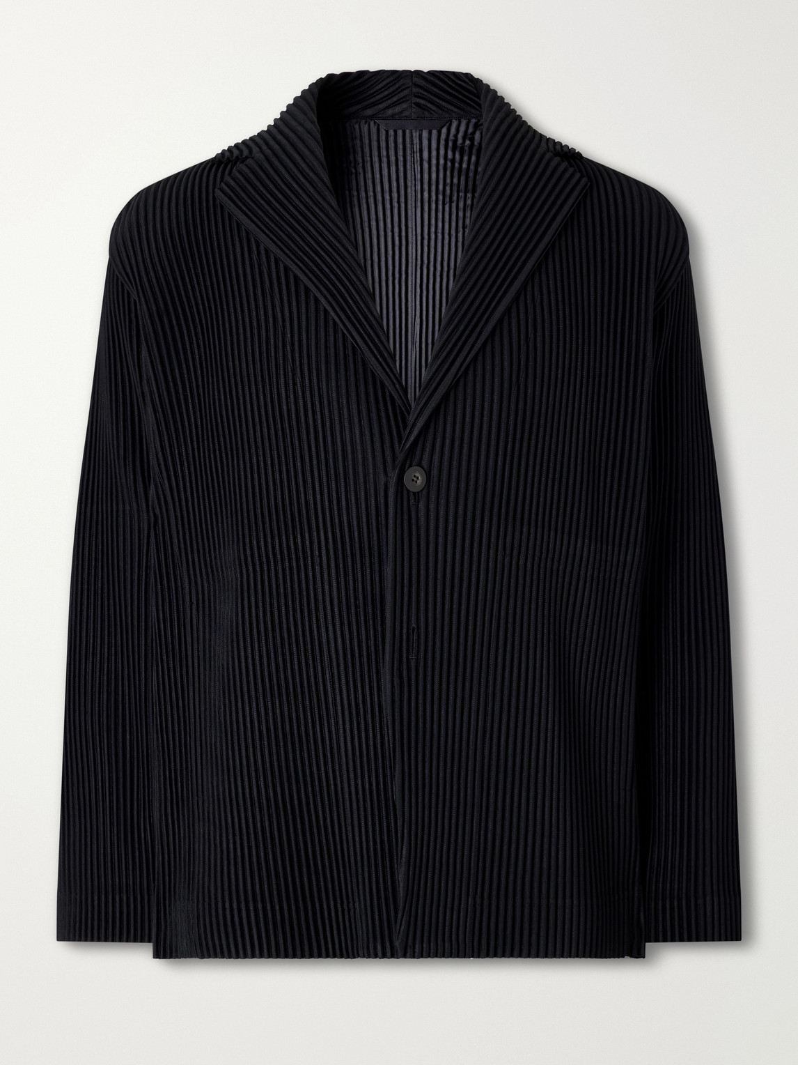 Issey Miyake Pleated Single-breasted Blazer In Black