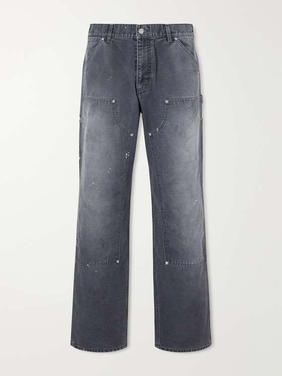Johnelliott Desert Snow Straight-Leg Paint-Splattered Cotton-Canvas Trousers