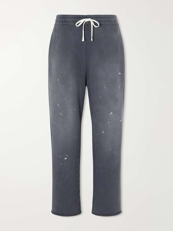 Johnelliott Straight-Leg Paint-Splattered Cotton-Jersey Drawstring Sweatpants