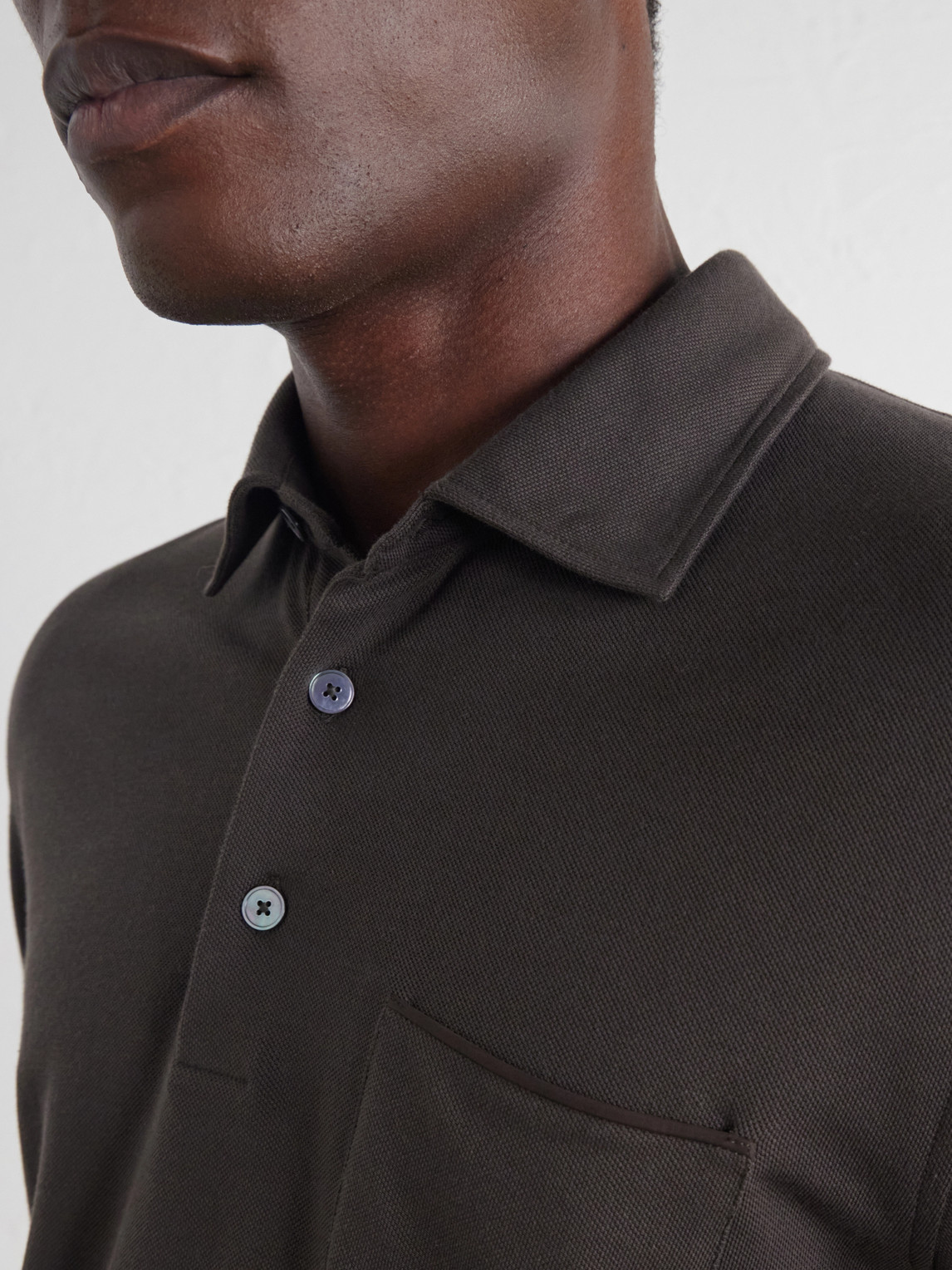Leather-Trimmed Cotton-Piqué Polo Shirt
