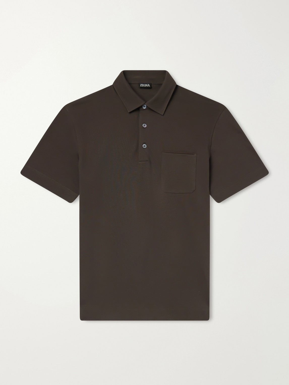Leather-Trimmed Cotton-Piqué Polo Shirt