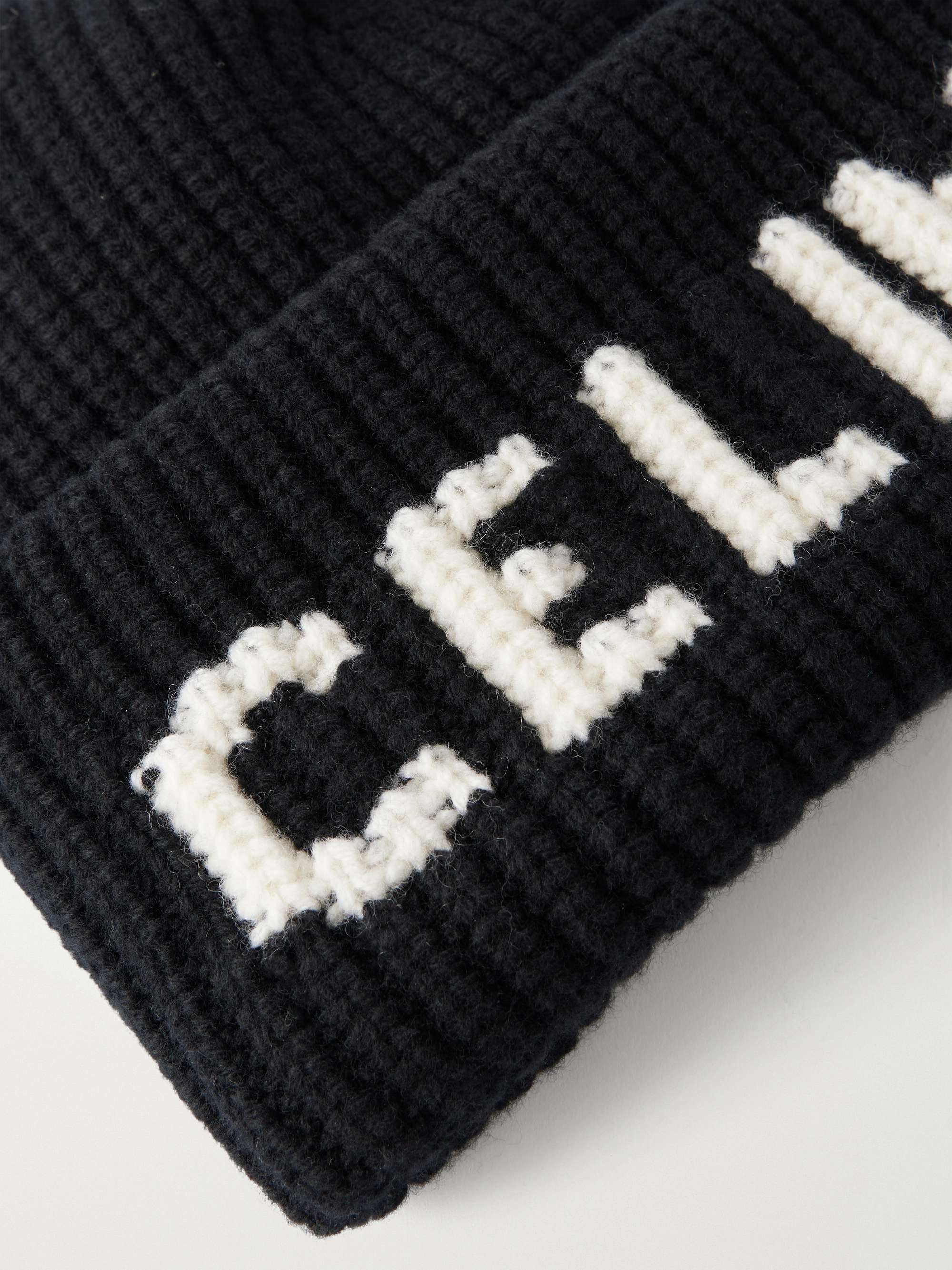 CELINE Logo-Jacquard Ribbed Wool And Cashmere-Blend Beanie for Men