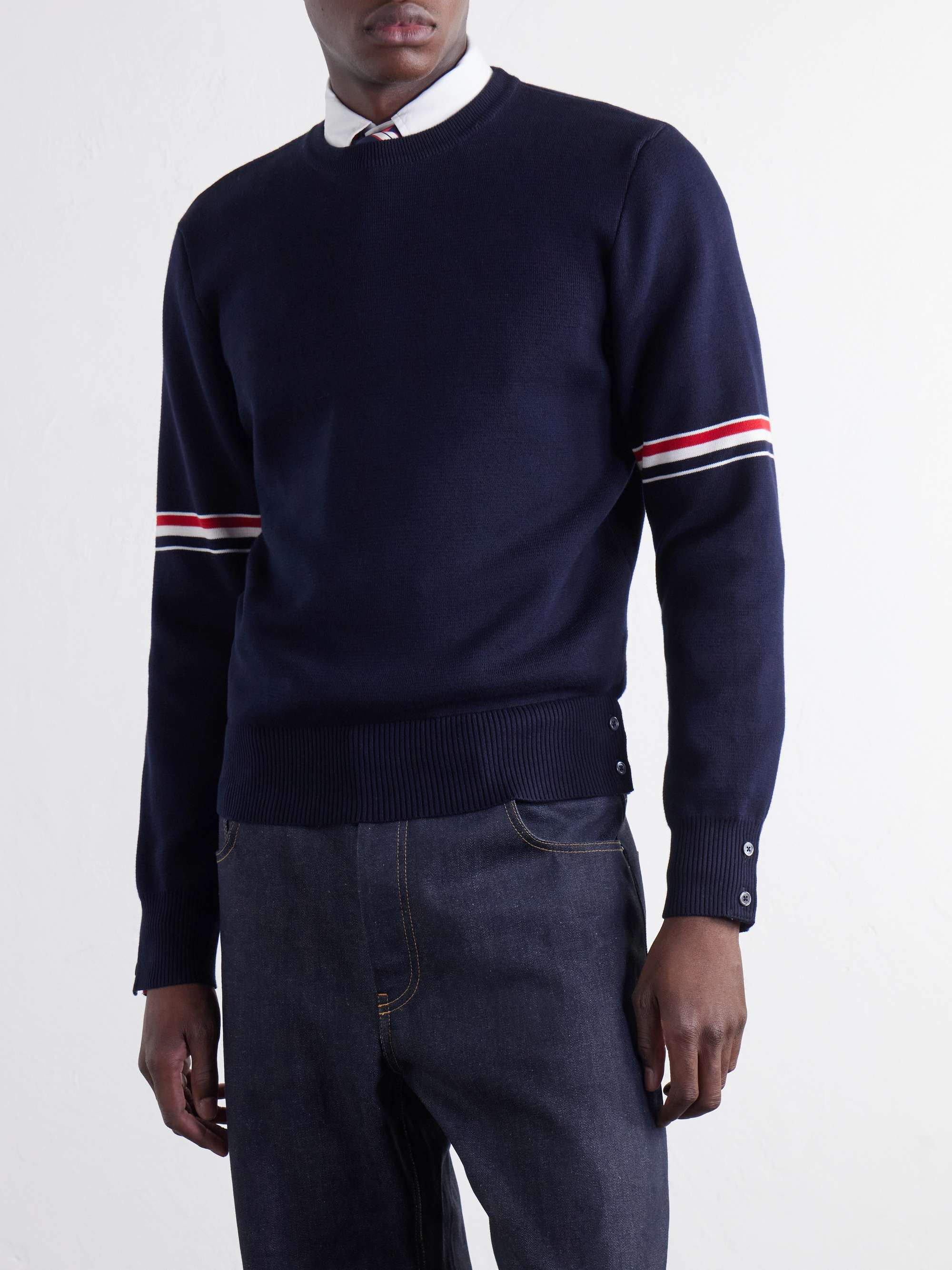 THOM BROWNE Slim-Fit Striped Cotton Sweater