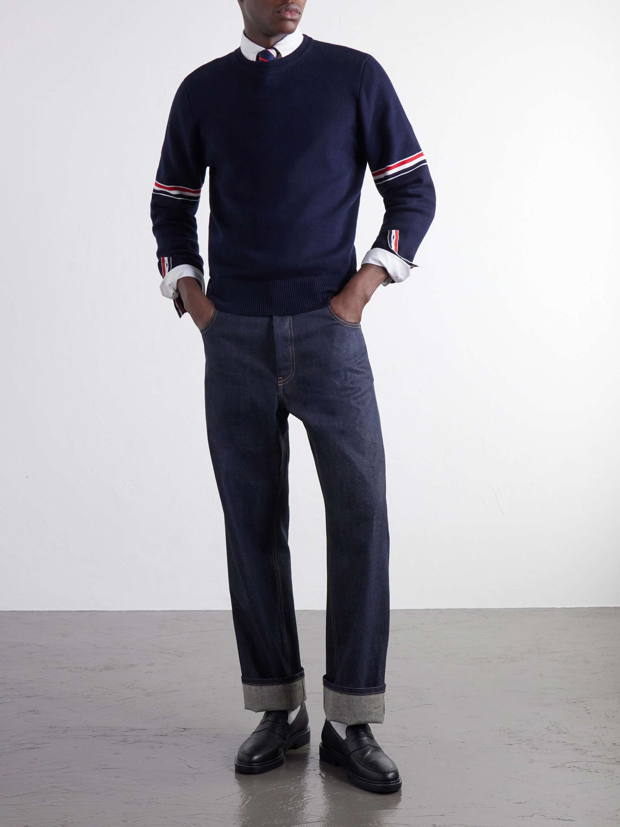 THOM BROWNE Slim-Fit Striped Cotton Sweater