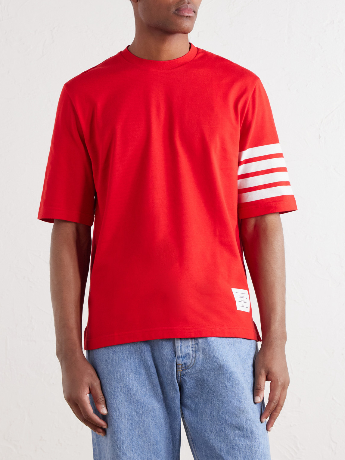 Logo-Appliquéd Striped Cotton-Jersey T-Shirt