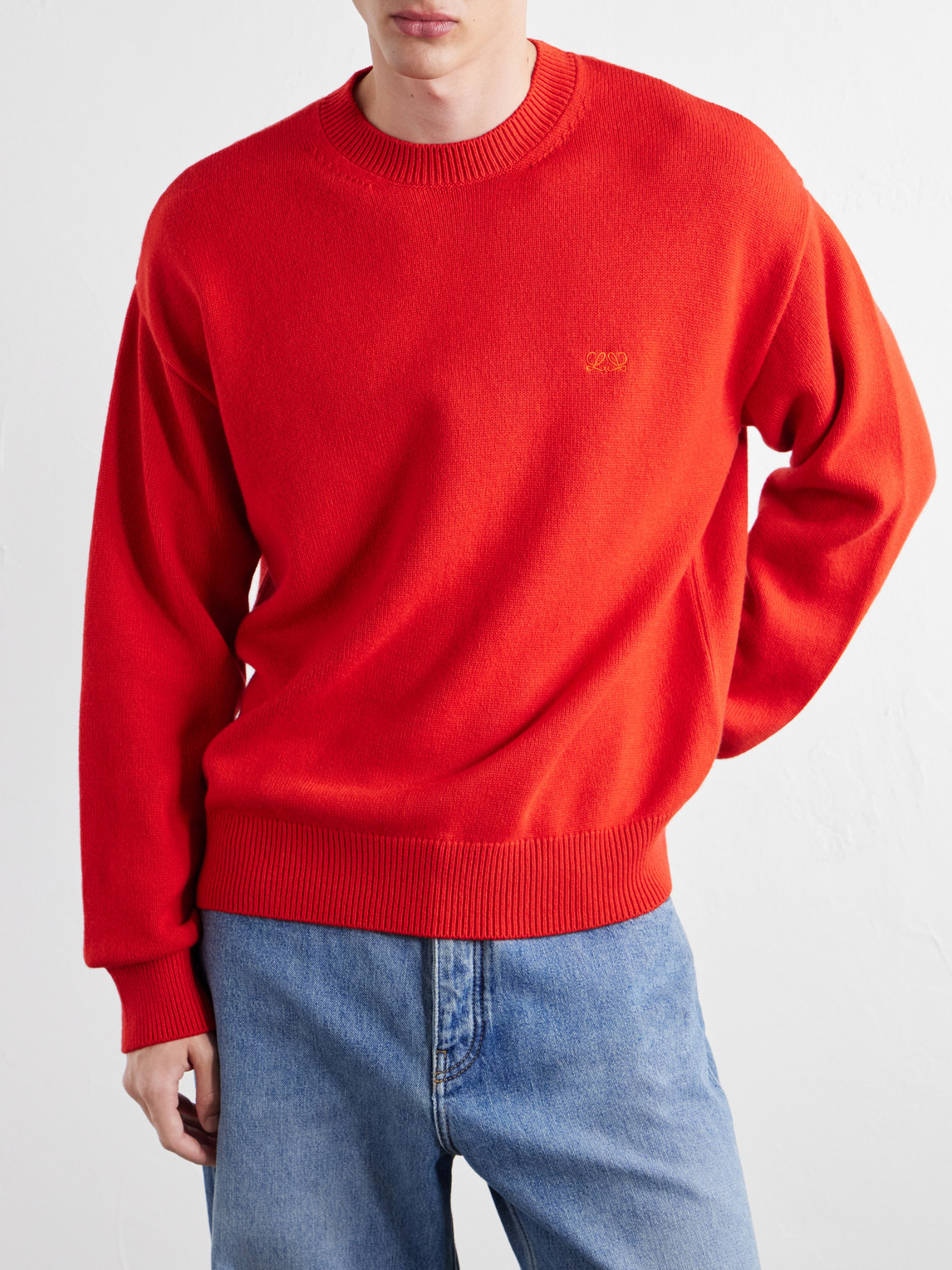 Anagram-Embroidered Cashmere-Blend Sweater